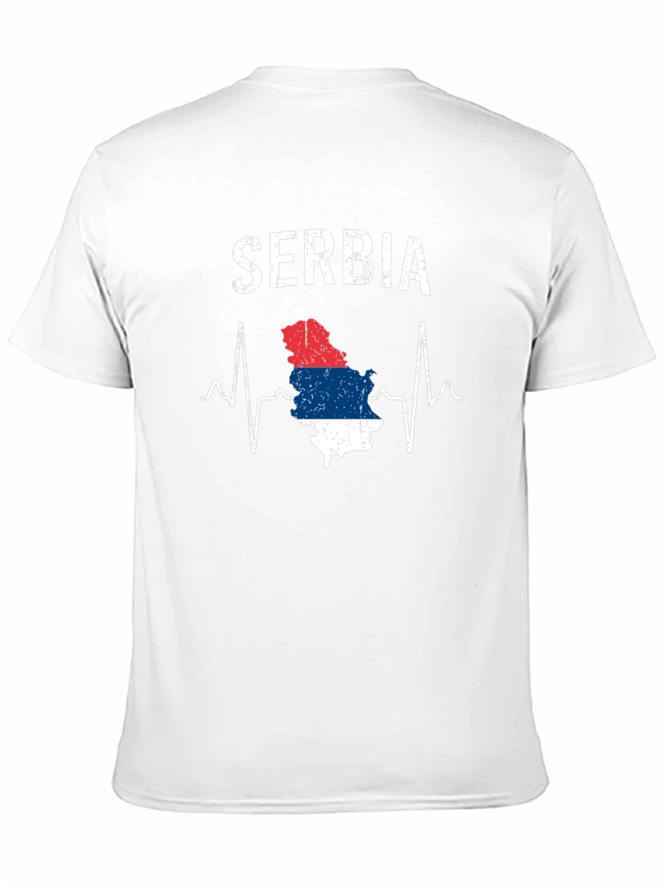 Serbia Heartbeat Flag Graphic Tee - Black