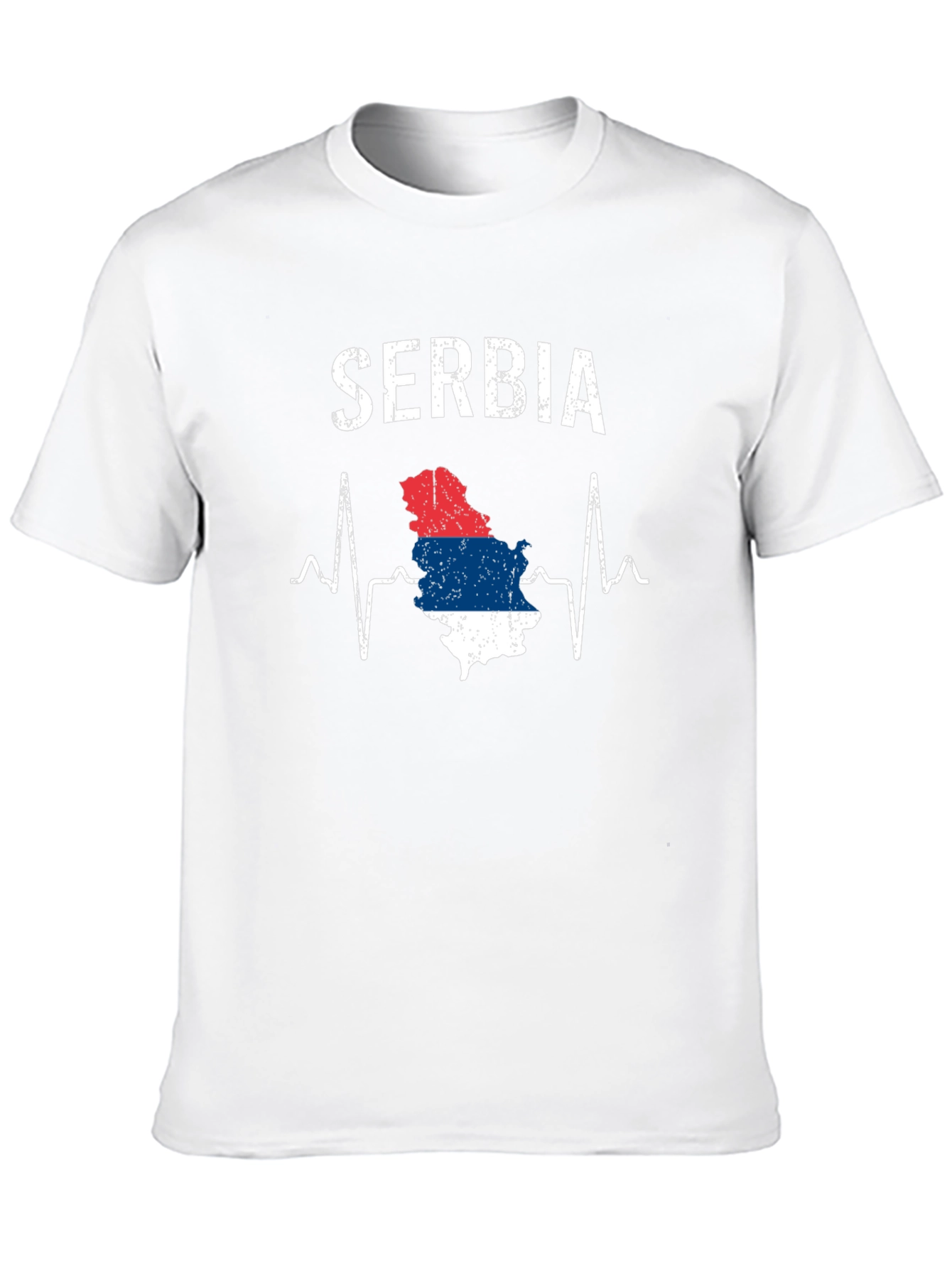 Serbia Heartbeat Flag Graphic Tee - Black