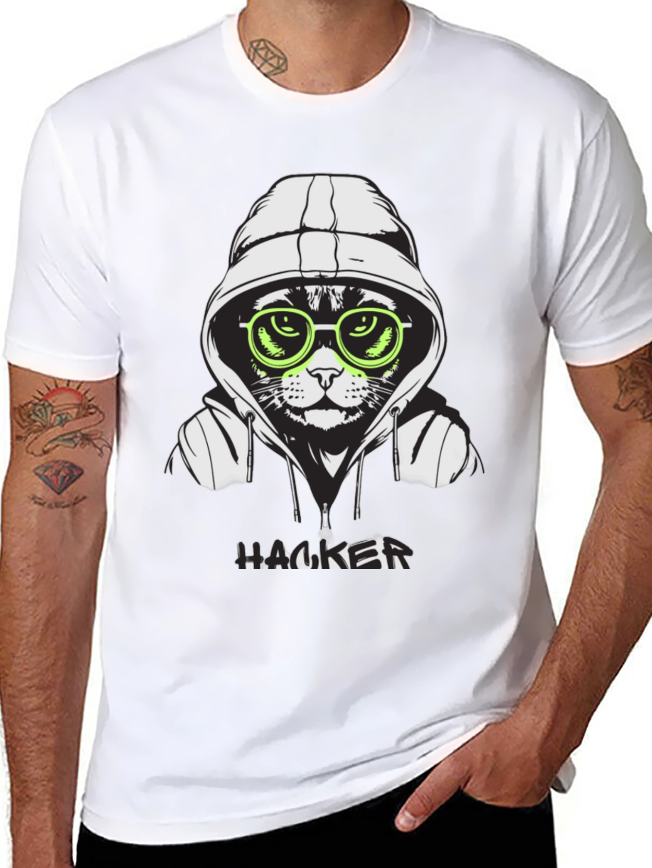 Hacker Cat T-Shirt - Cool Graphic Tee