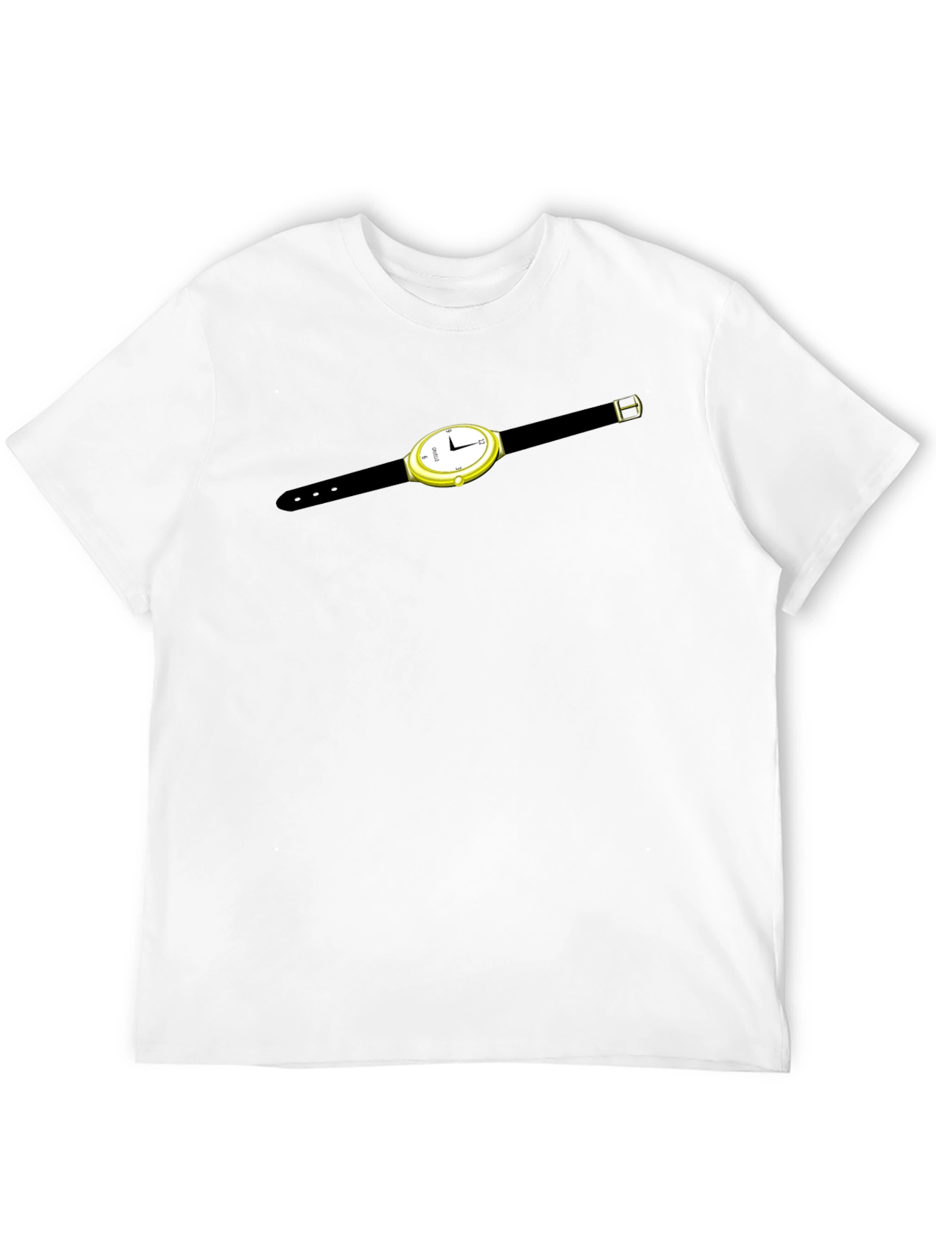 Mens Black T-Shirt with Watch Graphic
