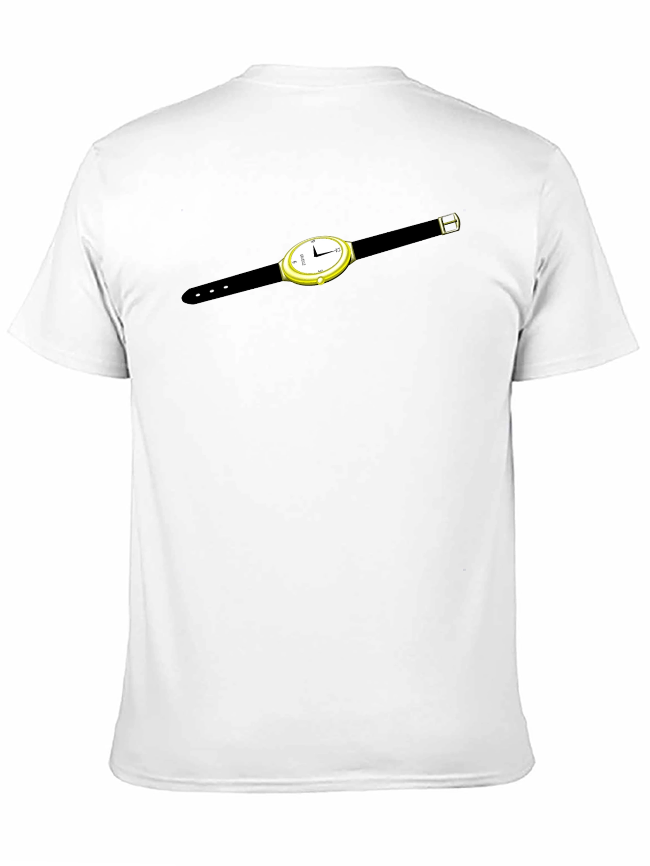 Mens Black T-Shirt with Watch Graphic