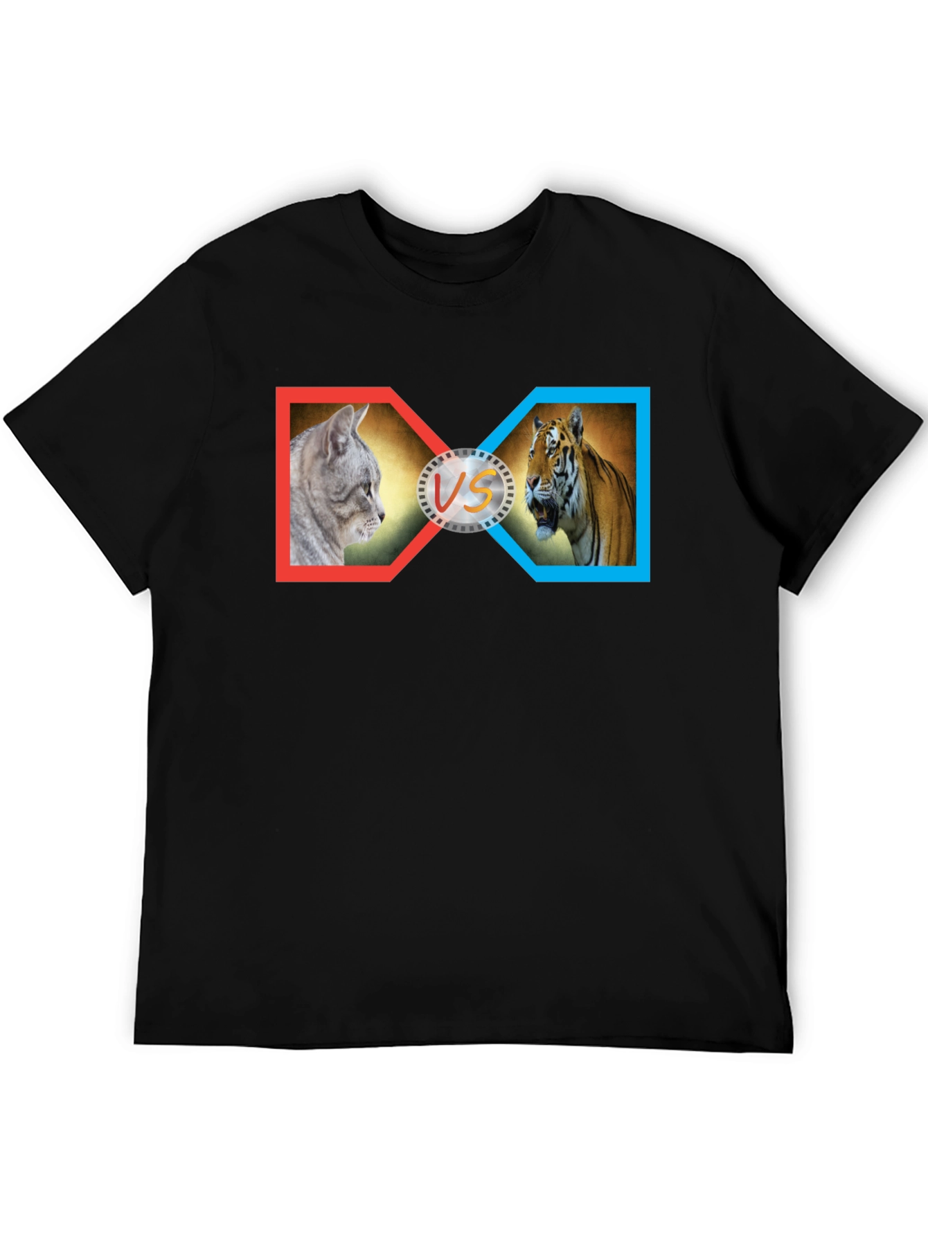 Cat vs Tiger Graphic Print T-Shirt