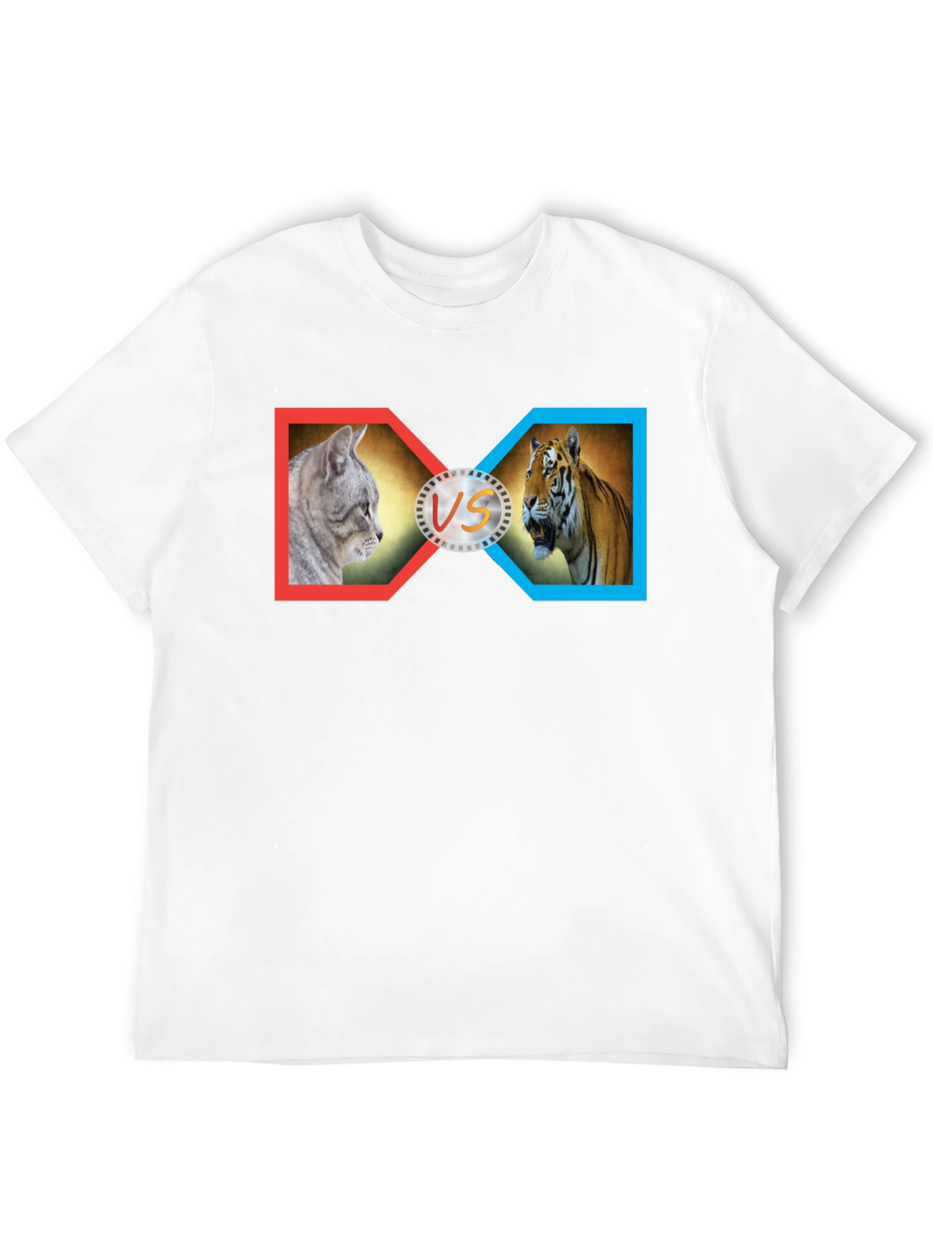 Cat vs Tiger Graphic Print T-Shirt