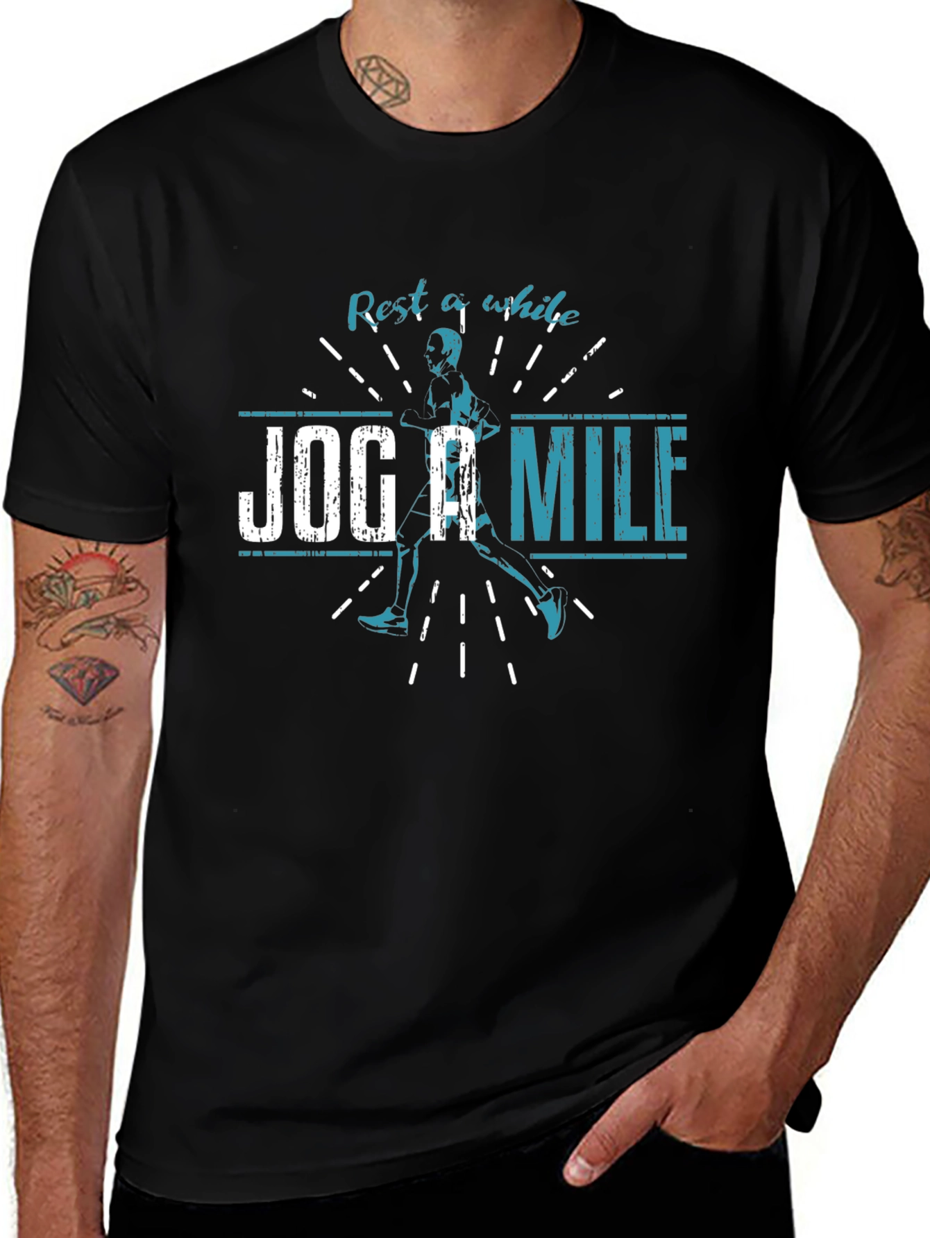 Rest A While Jog A Mile T-Shirt - Black