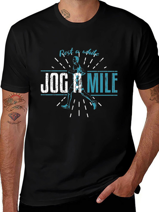 Rest A While Jog A Mile T-Shirt - Black