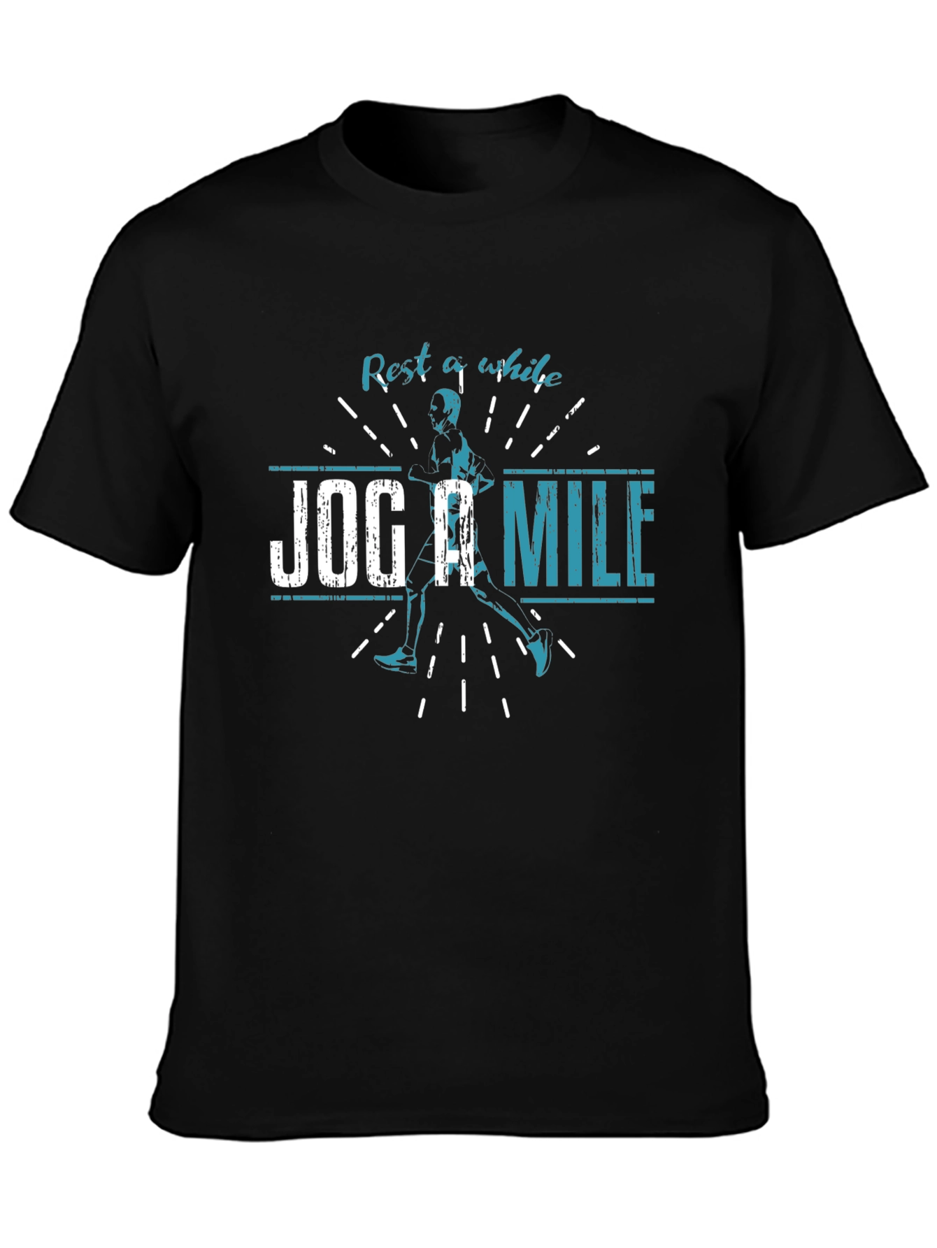Rest A While Jog A Mile T-Shirt - Black