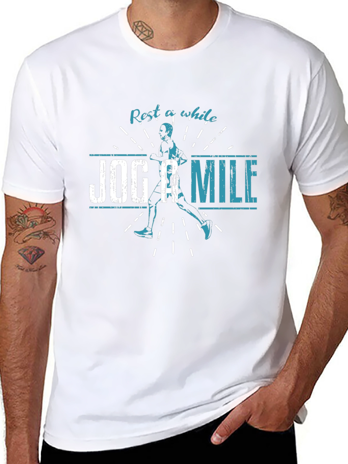 Rest A While Jog A Mile T-Shirt - Black