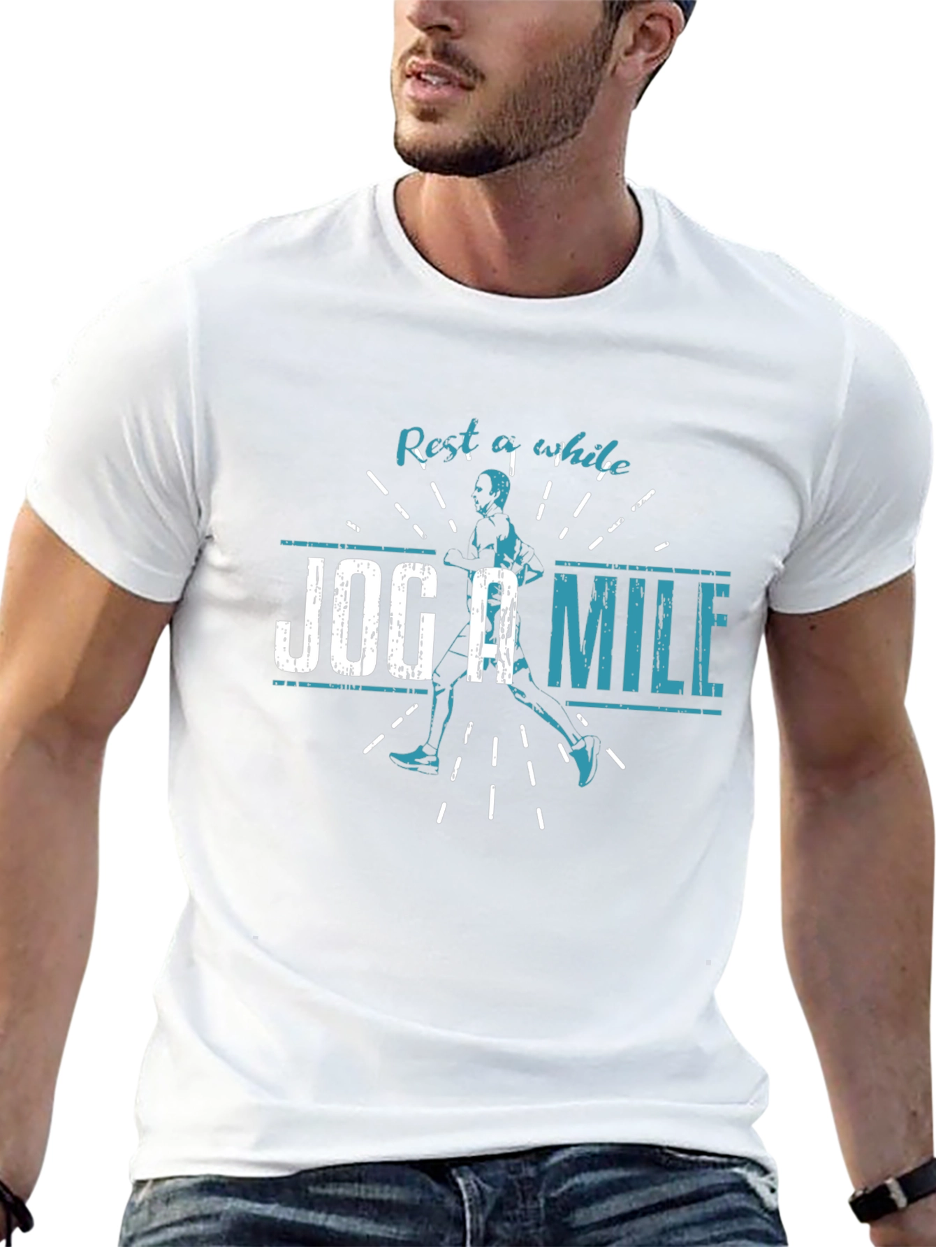 Rest A While Jog A Mile T-Shirt - Black