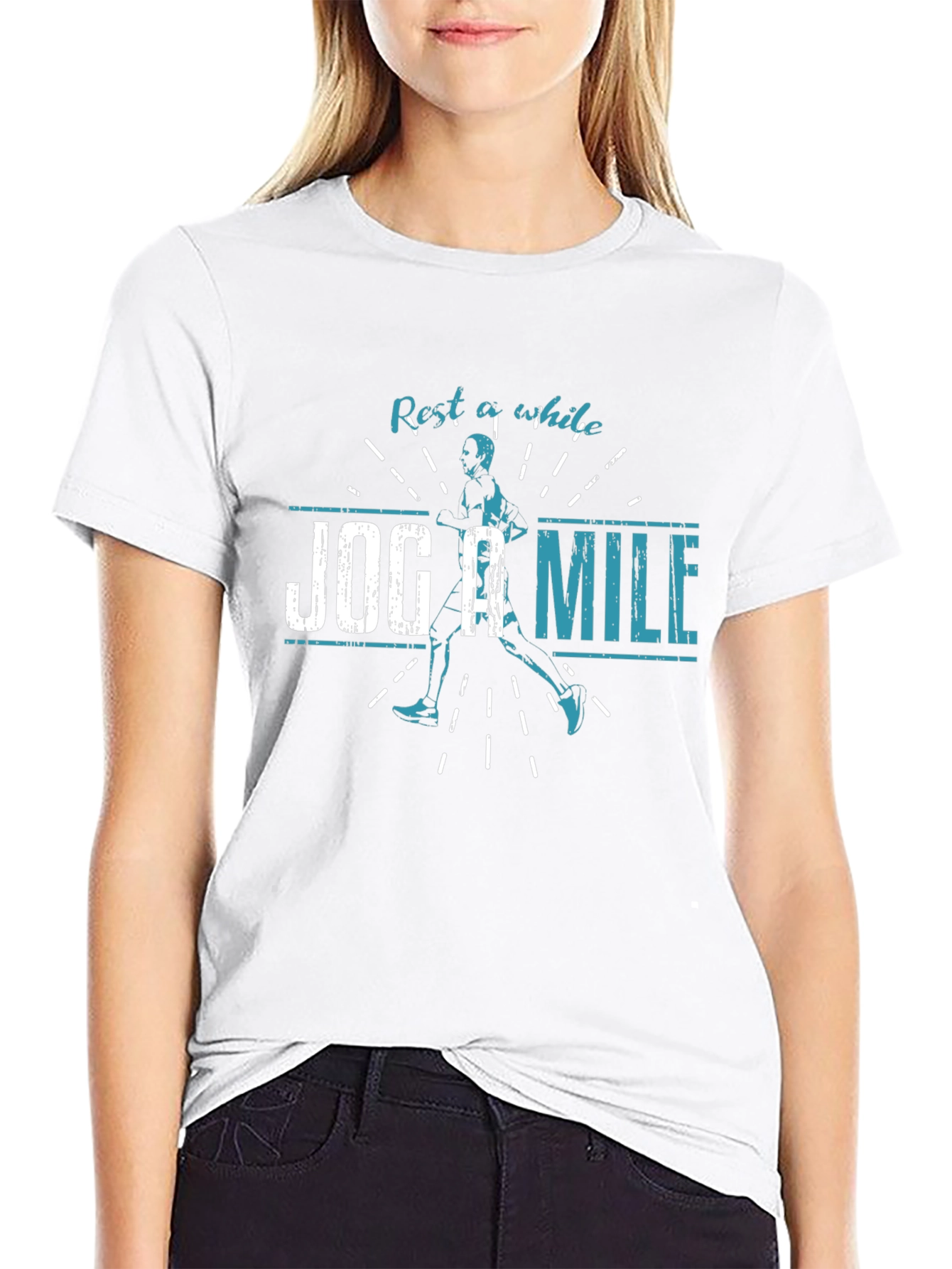 Rest A While Jog A Mile T-Shirt - Black