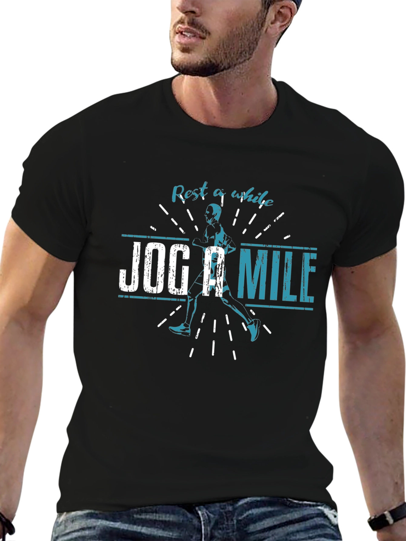 Rest A While Jog A Mile T-Shirt - Black
