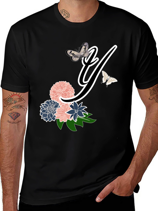 Floral Initial Y Graphic T-Shirt