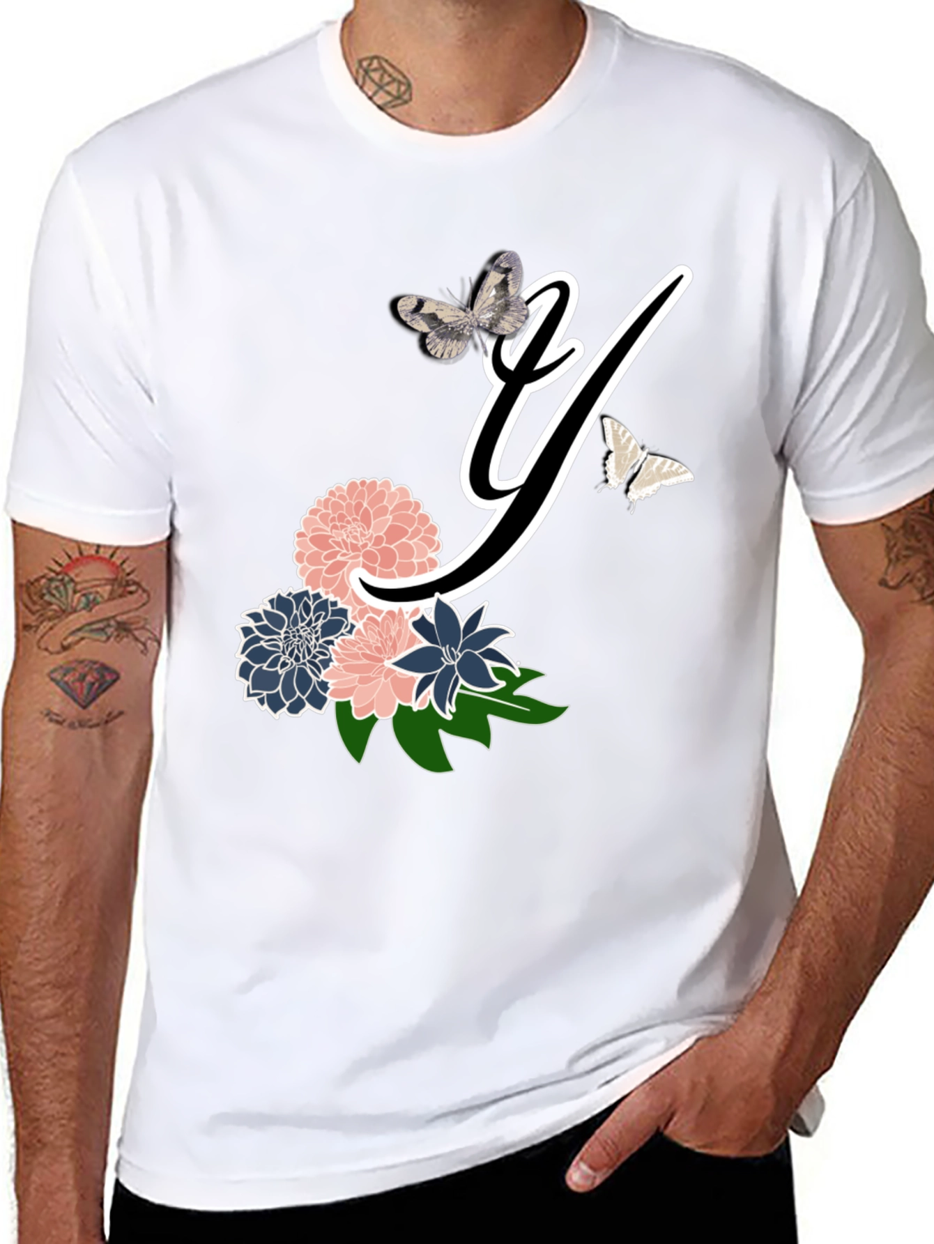 Floral Initial Y Graphic T-Shirt
