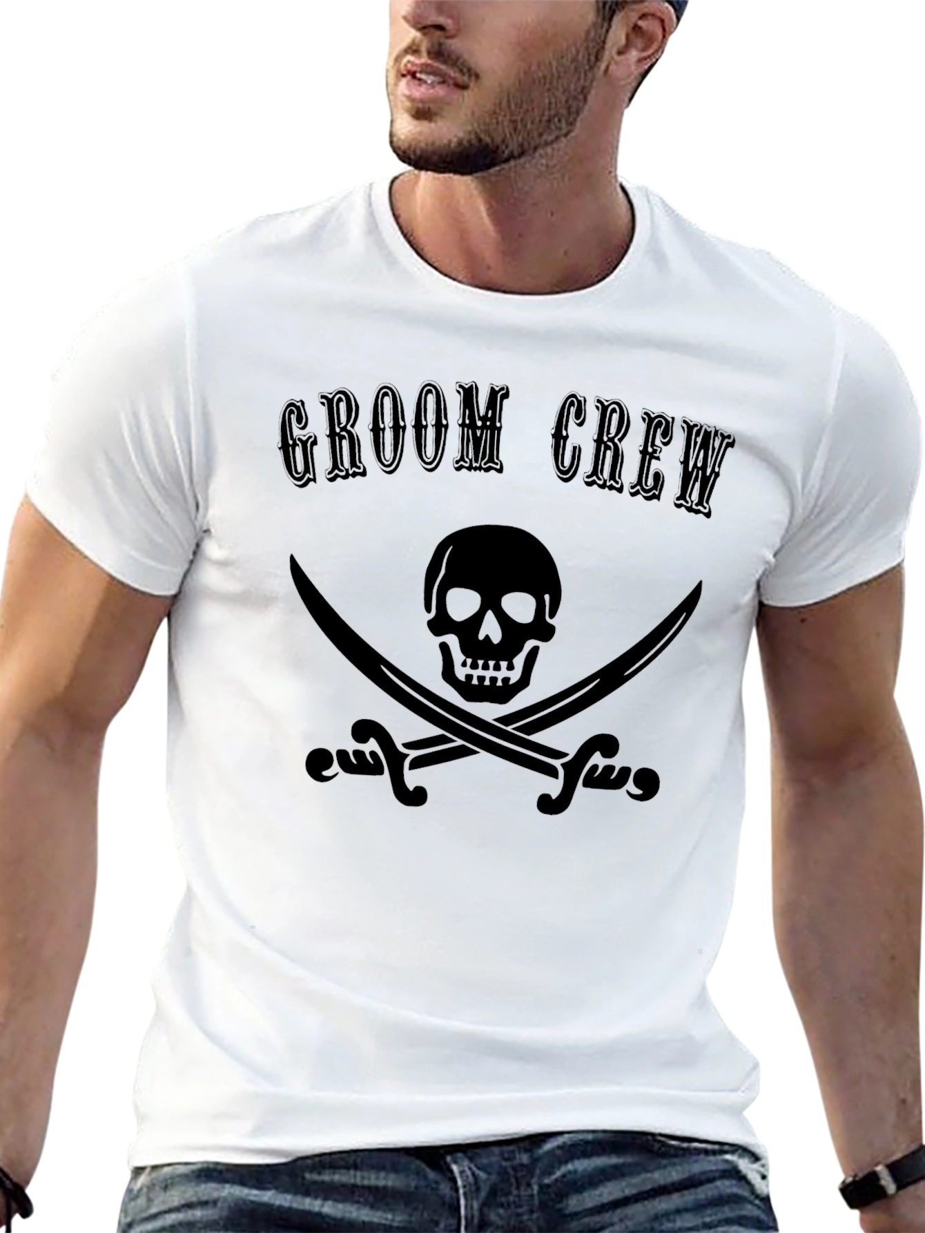 Groom Crew Pirate Skull T-Shirt