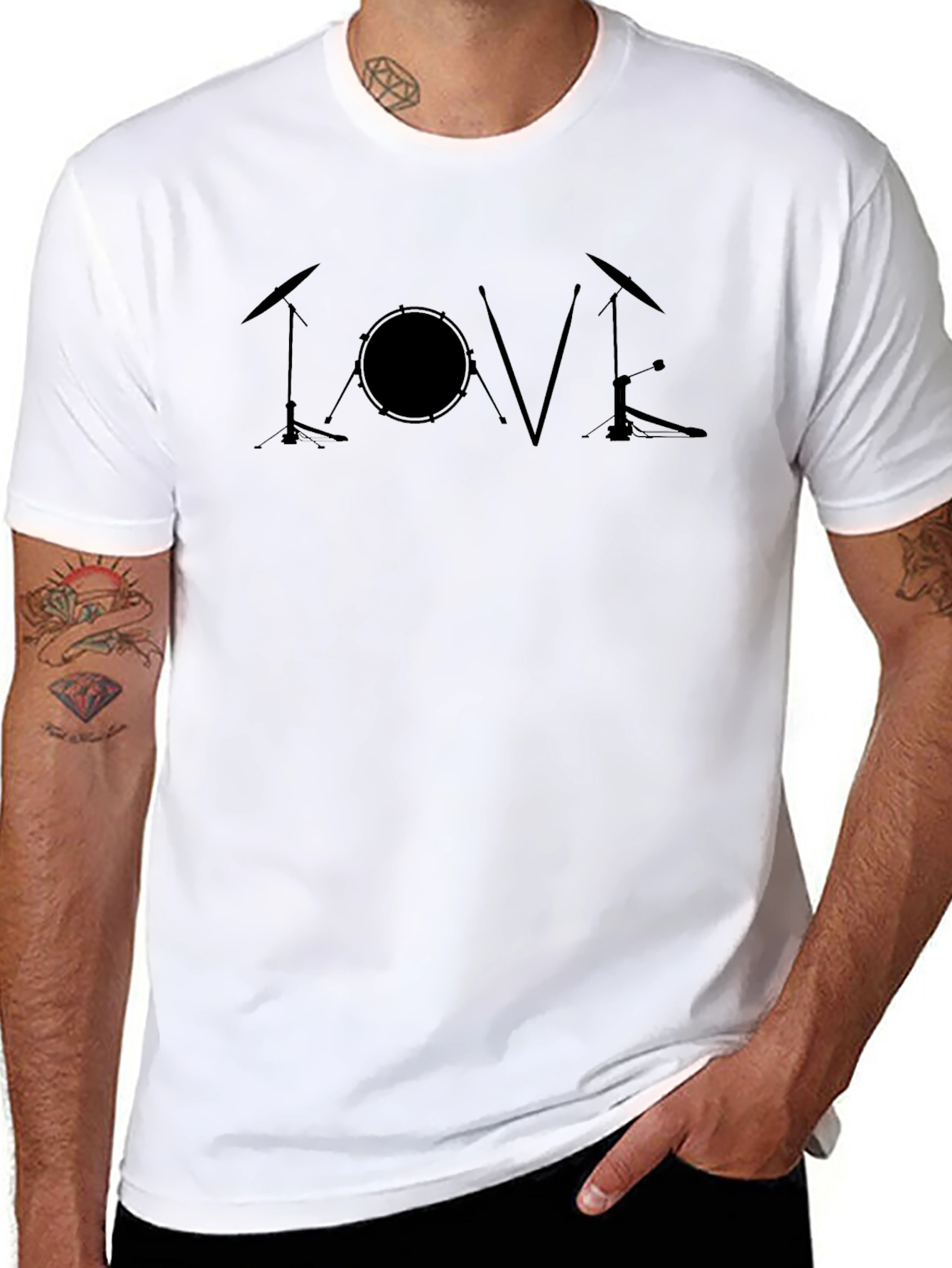 Love Drums Black T-Shirt - Music Lover Tee