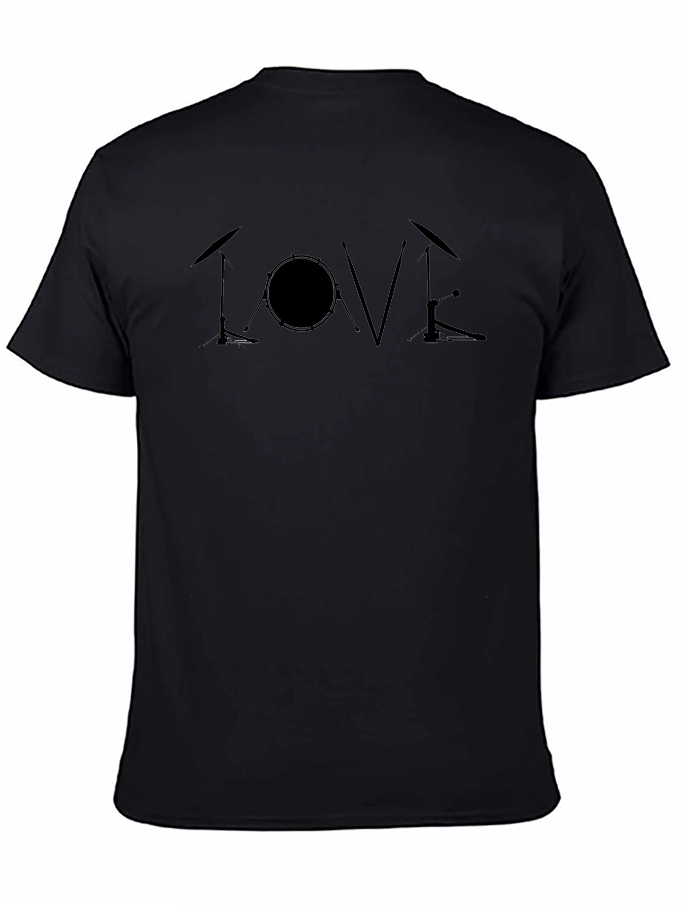 Love Drums Black T-Shirt - Music Lover Tee