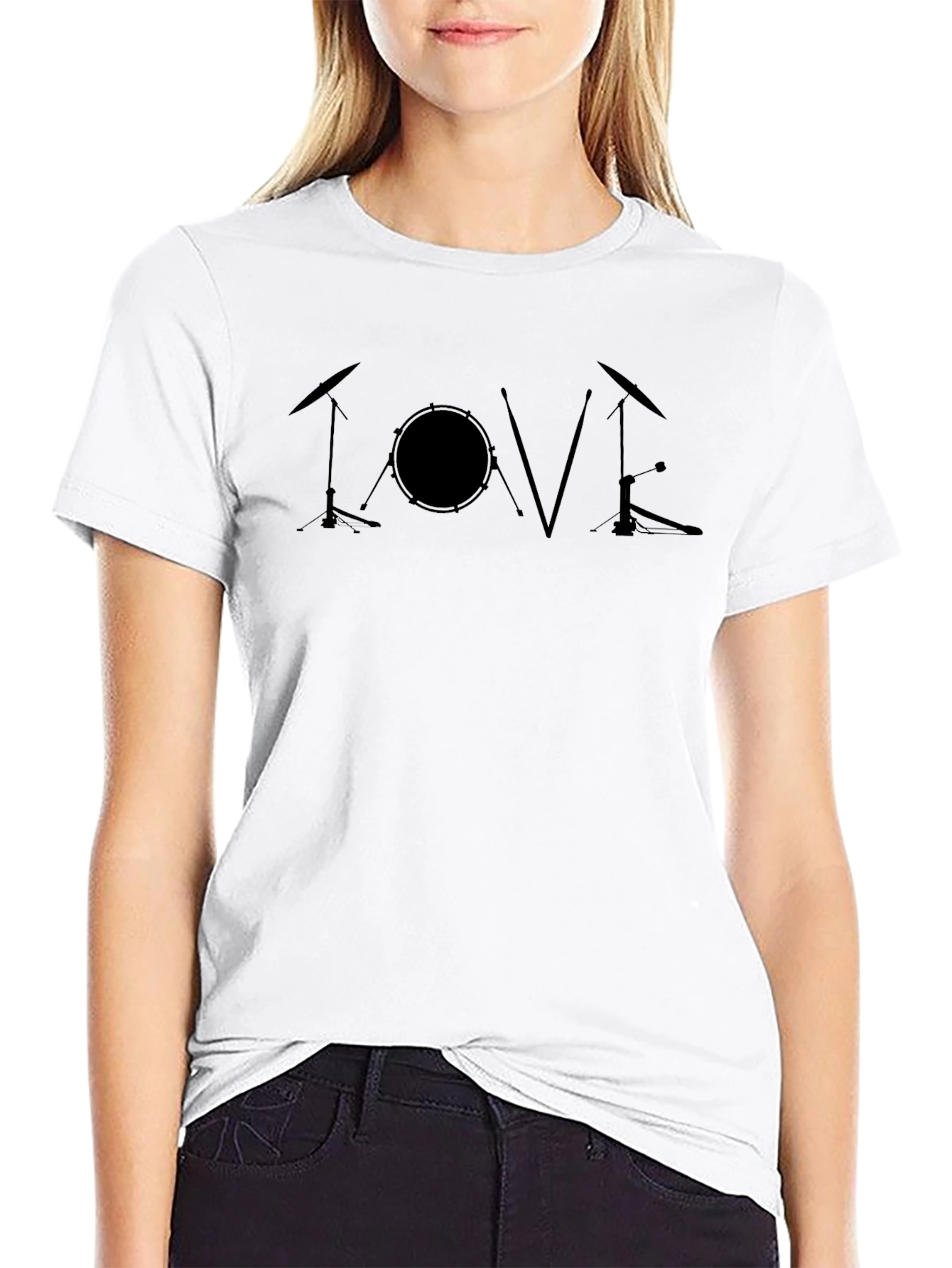 Love Drums Black T-Shirt - Music Lover Tee