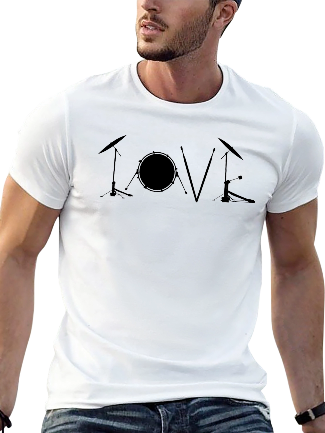 Love Drums Black T-Shirt - Music Lover Tee