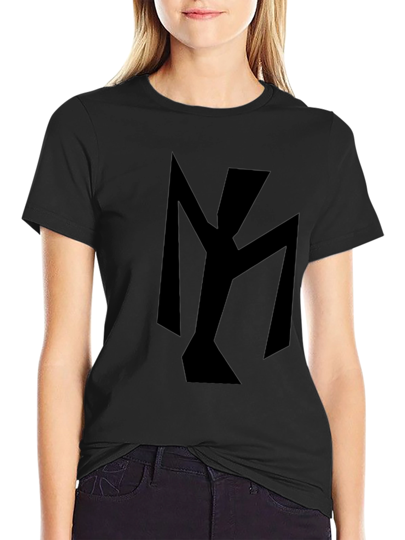Abstract Geometric Design Black T-Shirt