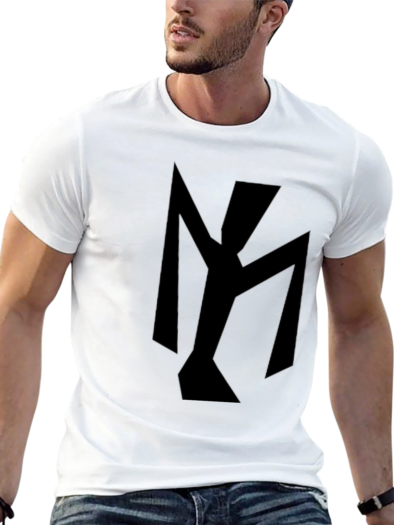 Abstract Geometric Design Black T-Shirt