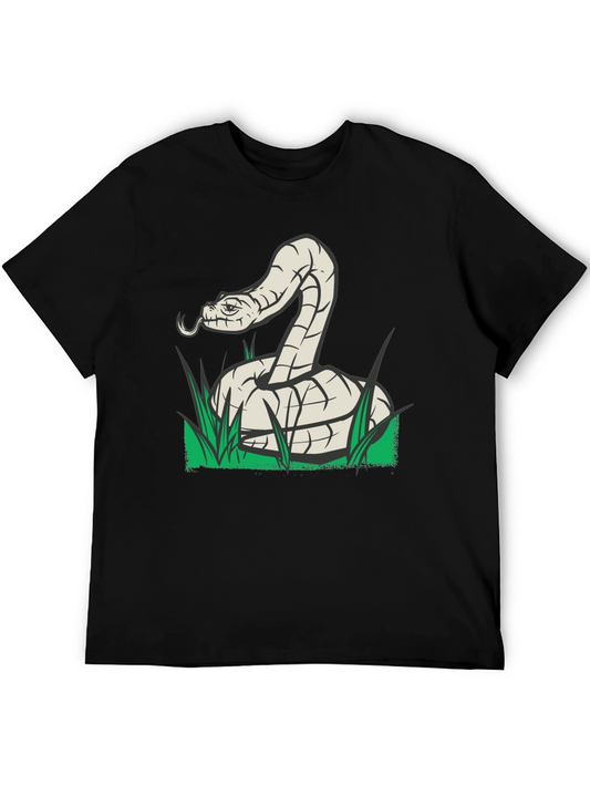 Snake Graphic Tee - Black Cotton T-Shirt