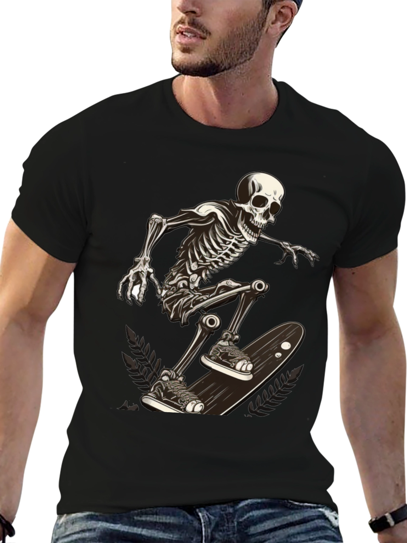 Skeleton Skateboarder Graphic Tee - Cool & Edgy Style