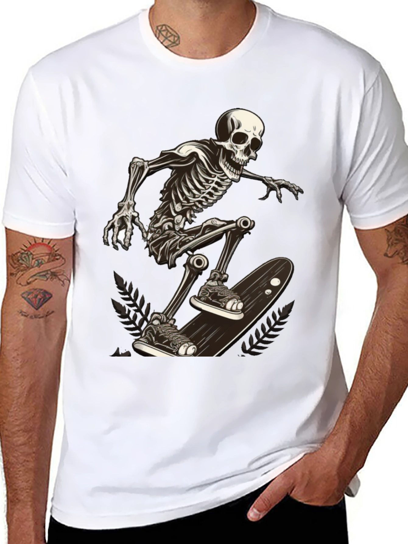 Skeleton Skateboarder Graphic Tee - Cool & Edgy Style