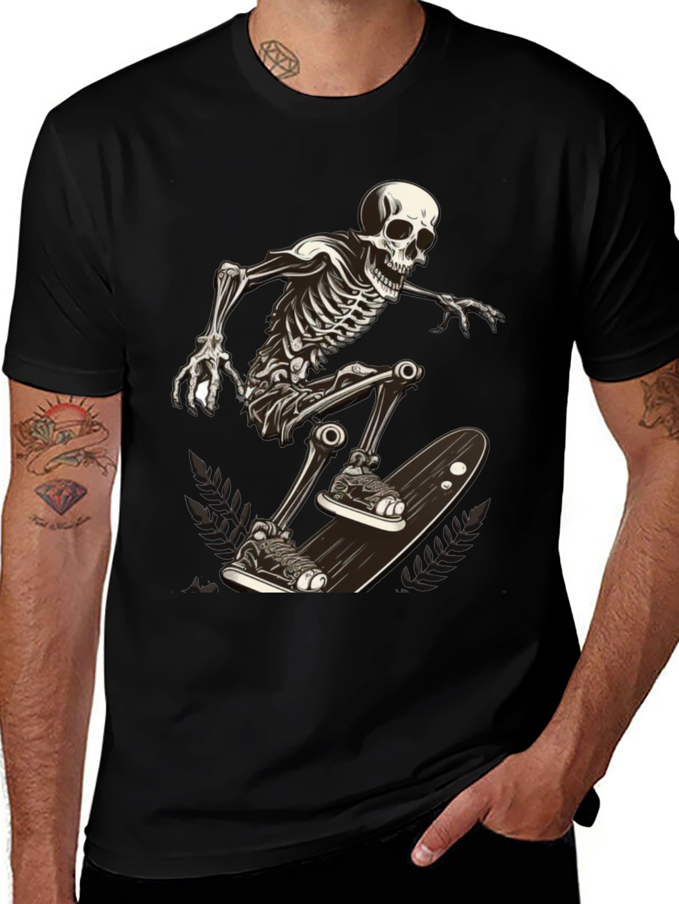Skeleton Skateboarder Graphic Tee - Cool & Edgy Style