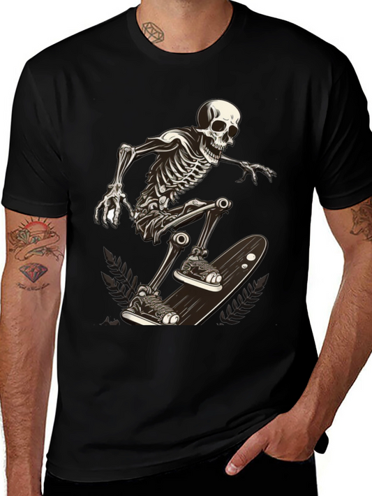 Skeleton Skateboarder Graphic Tee - Cool & Edgy Style