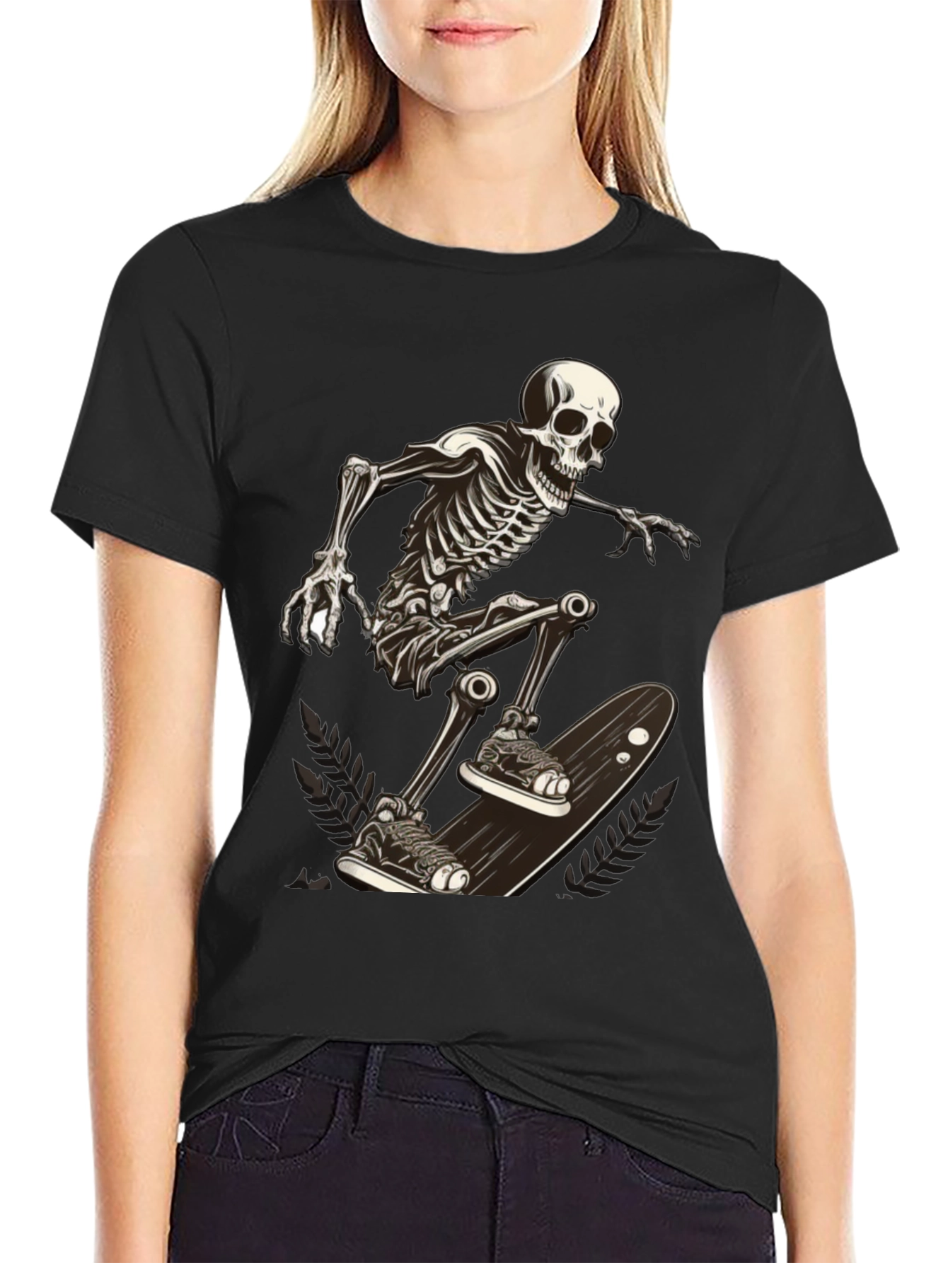 Skeleton Skateboarder Graphic Tee - Cool & Edgy Style
