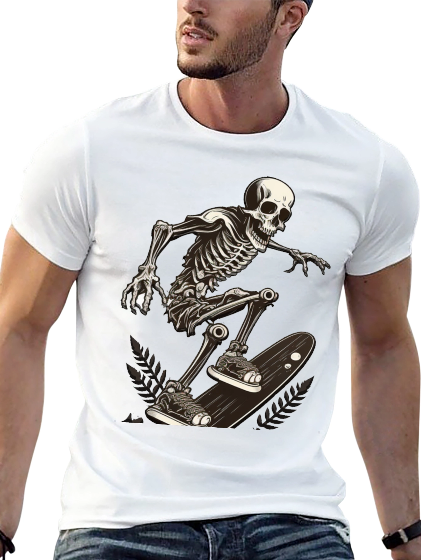 Skeleton Skateboarder Graphic Tee - Cool & Edgy Style