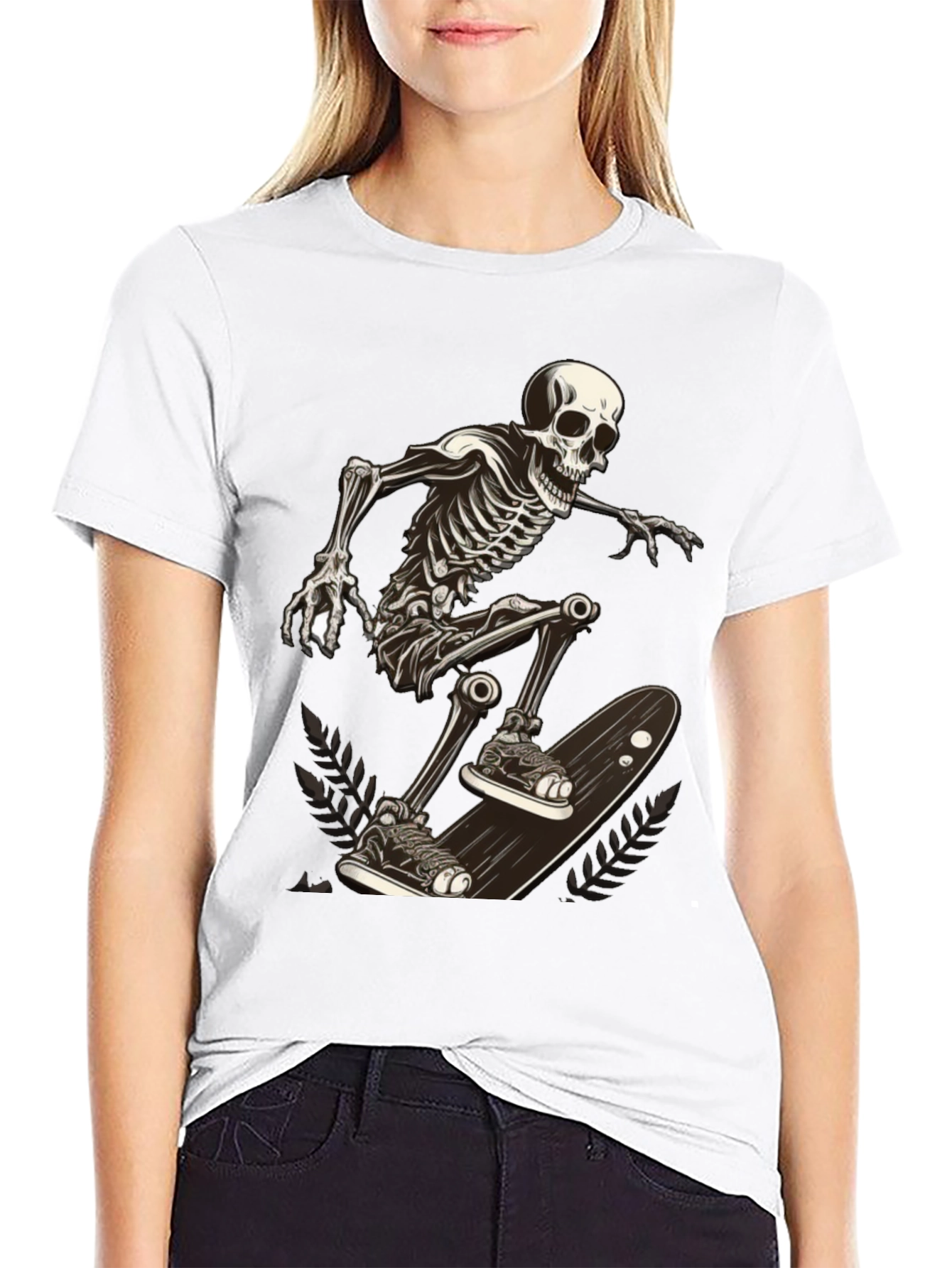 Skeleton Skateboarder Graphic Tee - Cool & Edgy Style