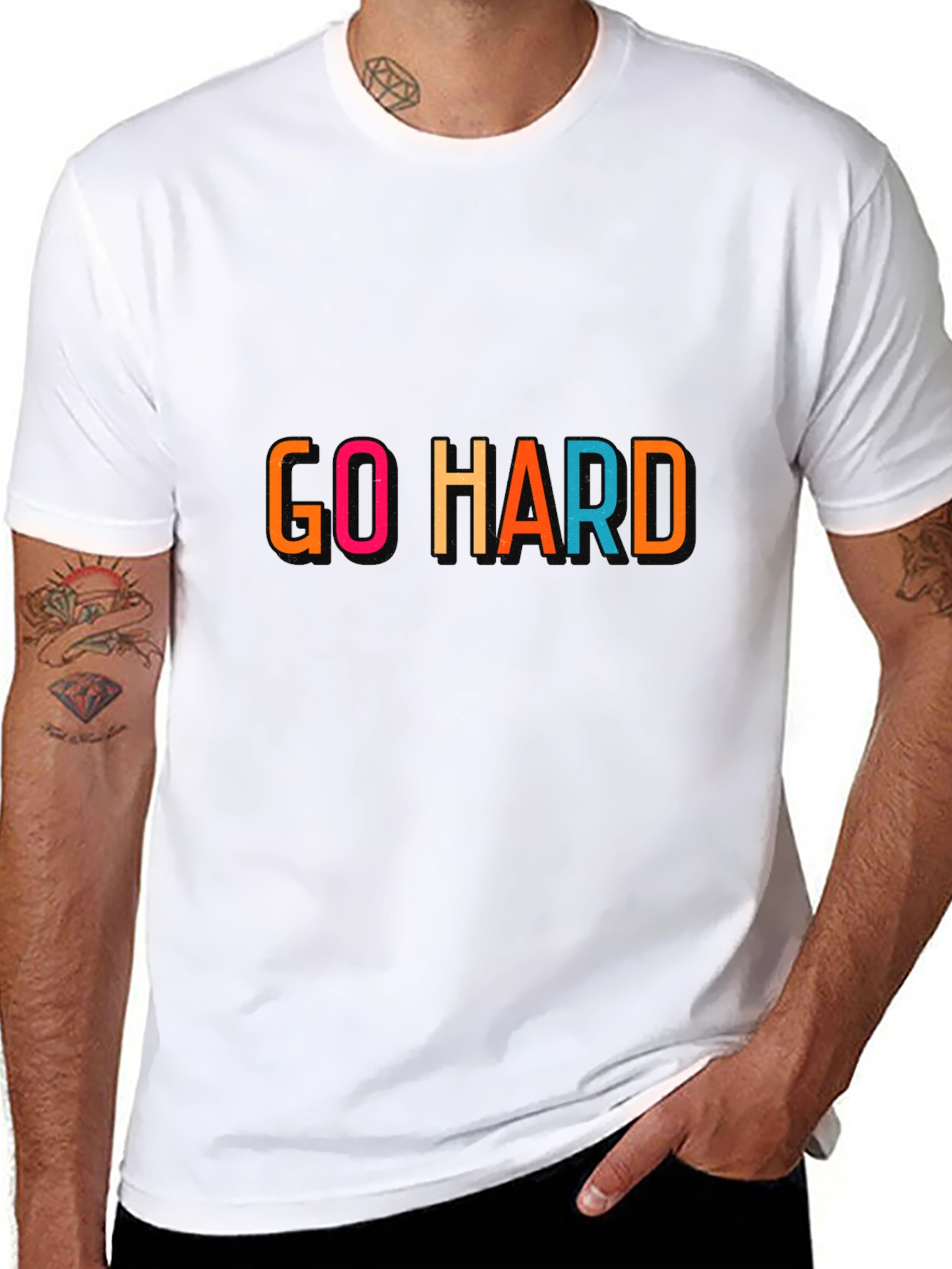 Go Hard Graphic Print Crew Neck T-Shirt
