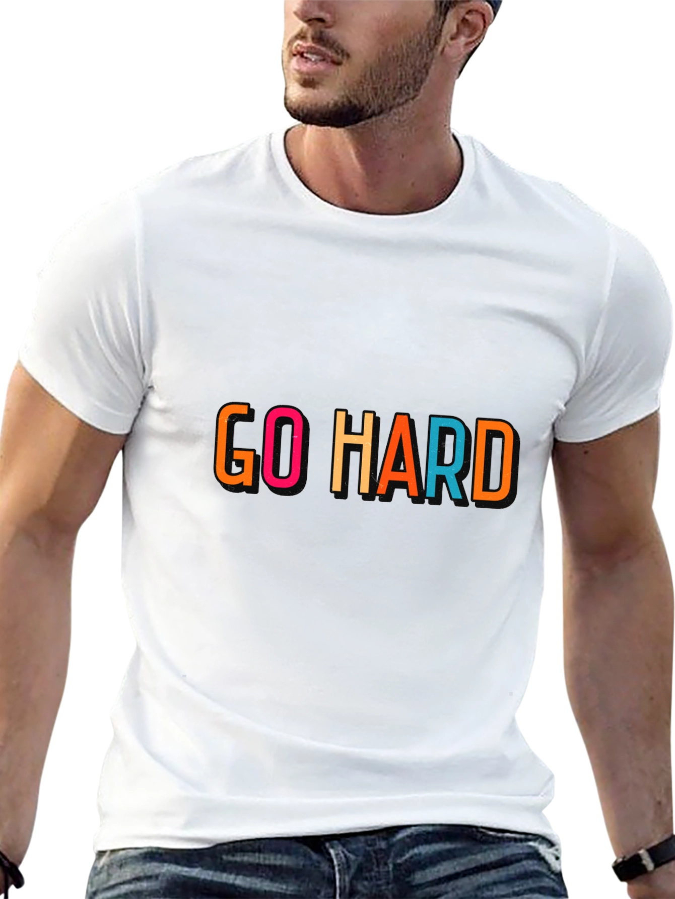 Go Hard Graphic Print Crew Neck T-Shirt