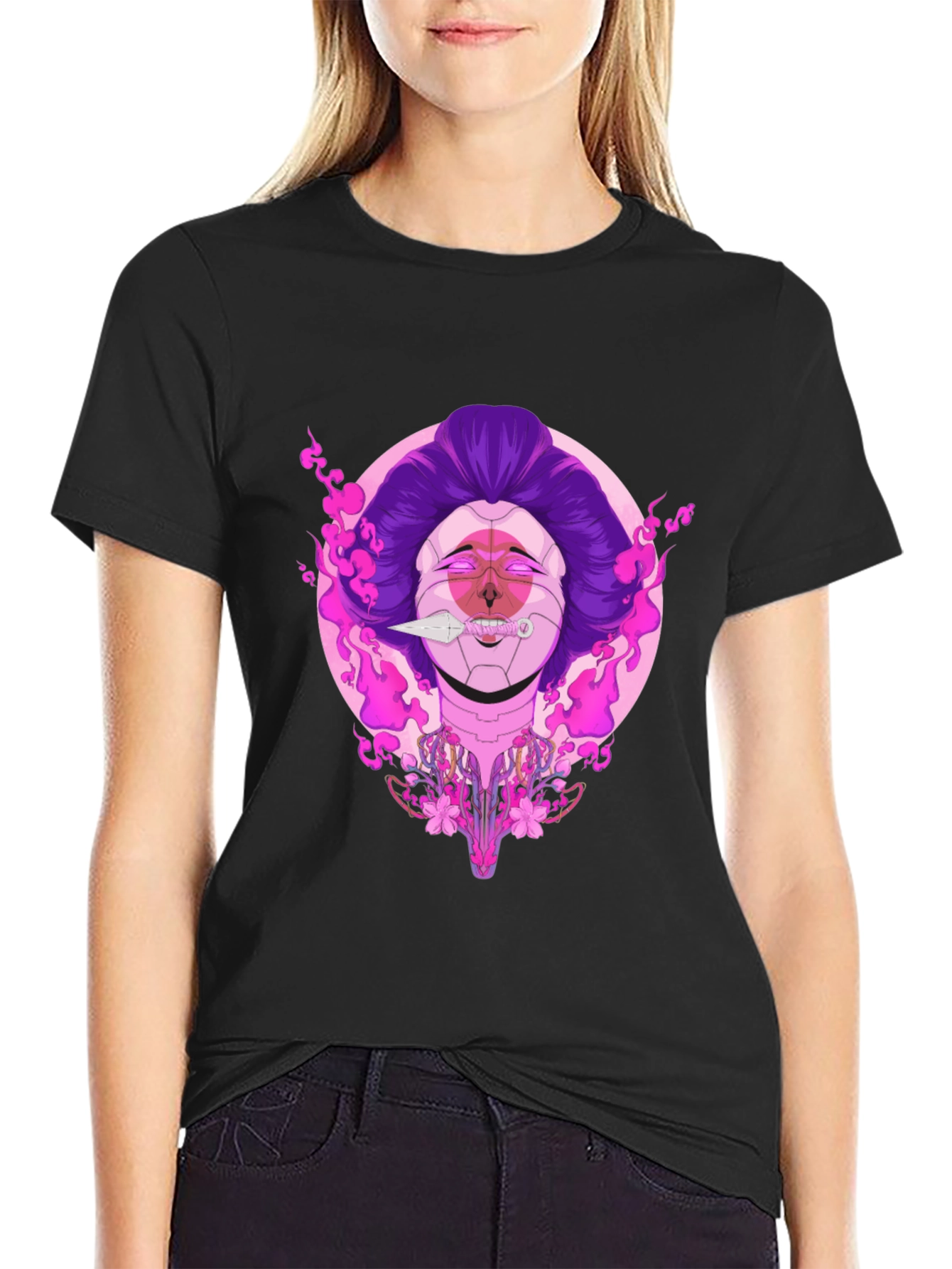 Cyberpunk Geisha Graphic Tee