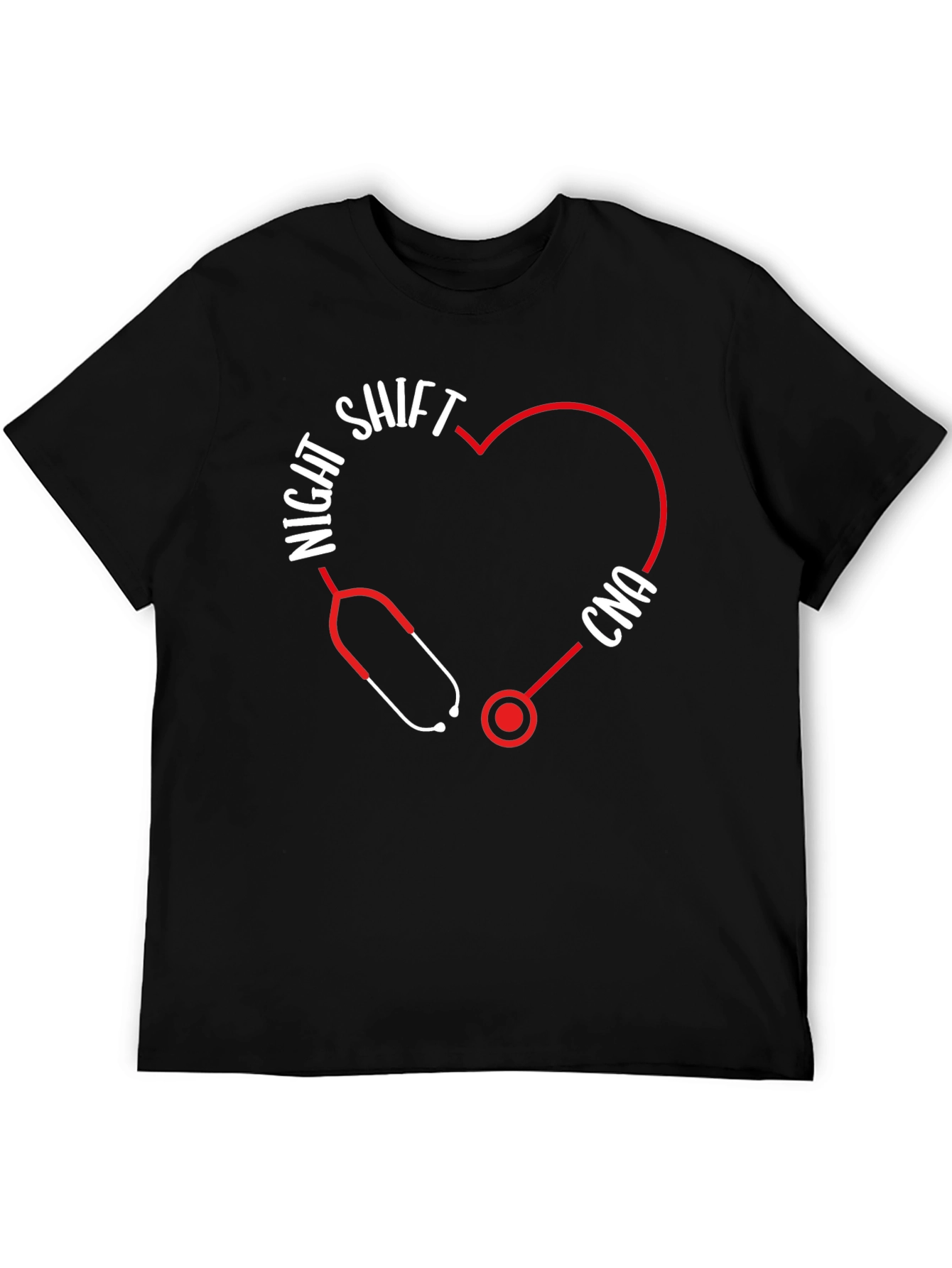 Night Shift CNA Stethoscope Heart T-Shirt