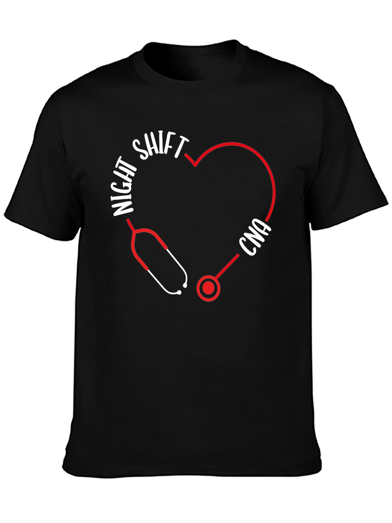 Night Shift CNA Stethoscope Heart T-Shirt