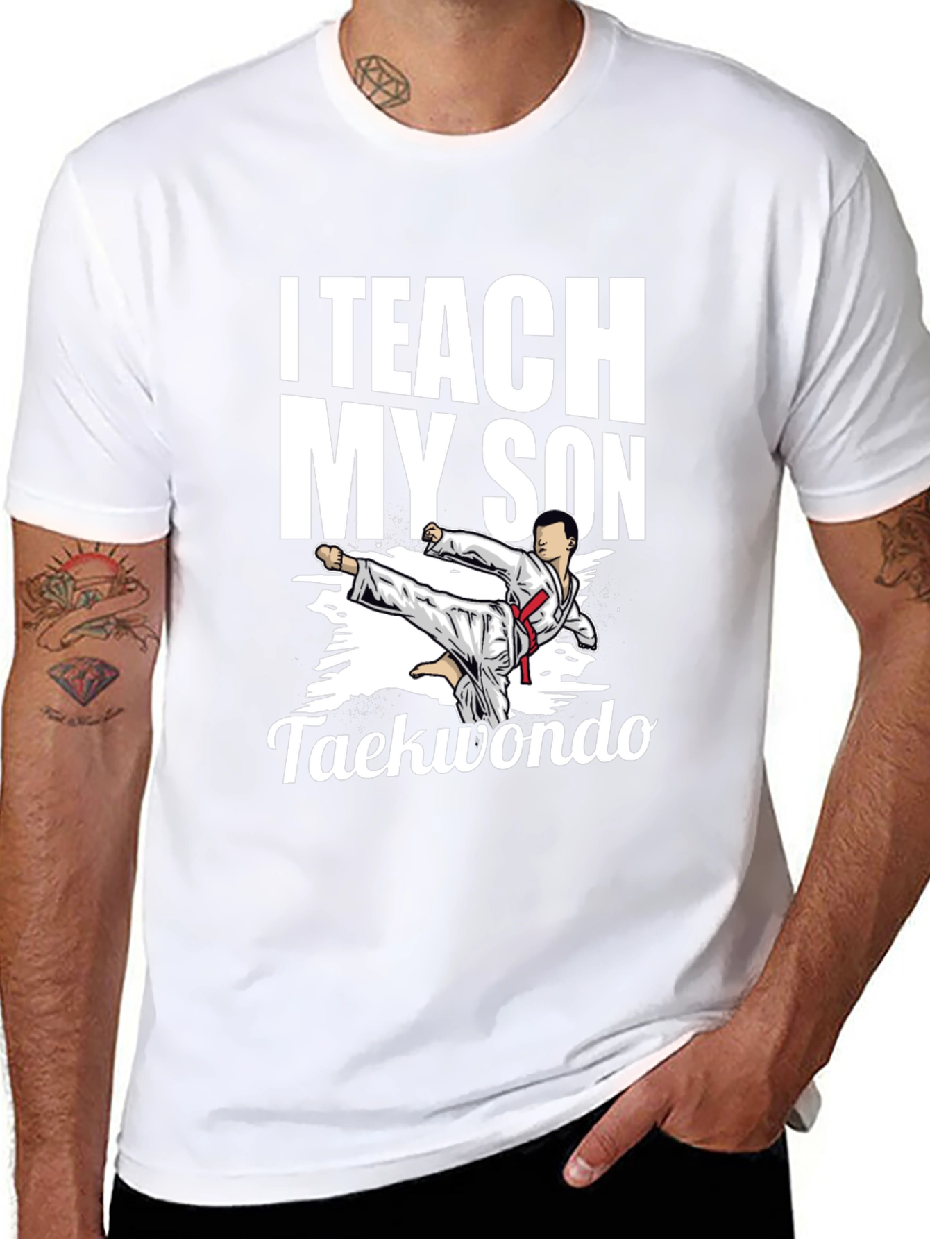 I Teach My Son Taekwondo Graphic Tee - Black