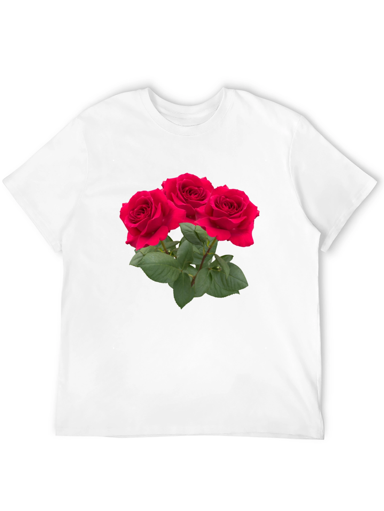 Red Rose Bouquet Graphic Black T-Shirt