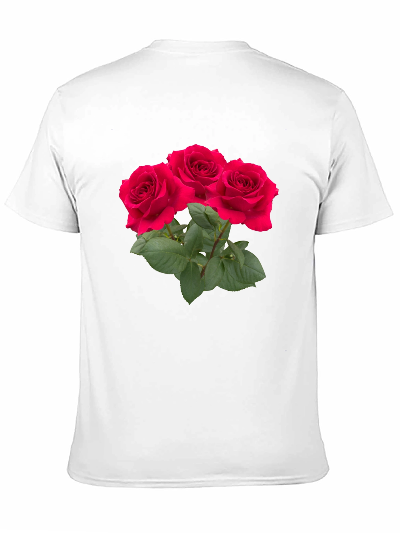 Red Rose Bouquet Graphic Black T-Shirt