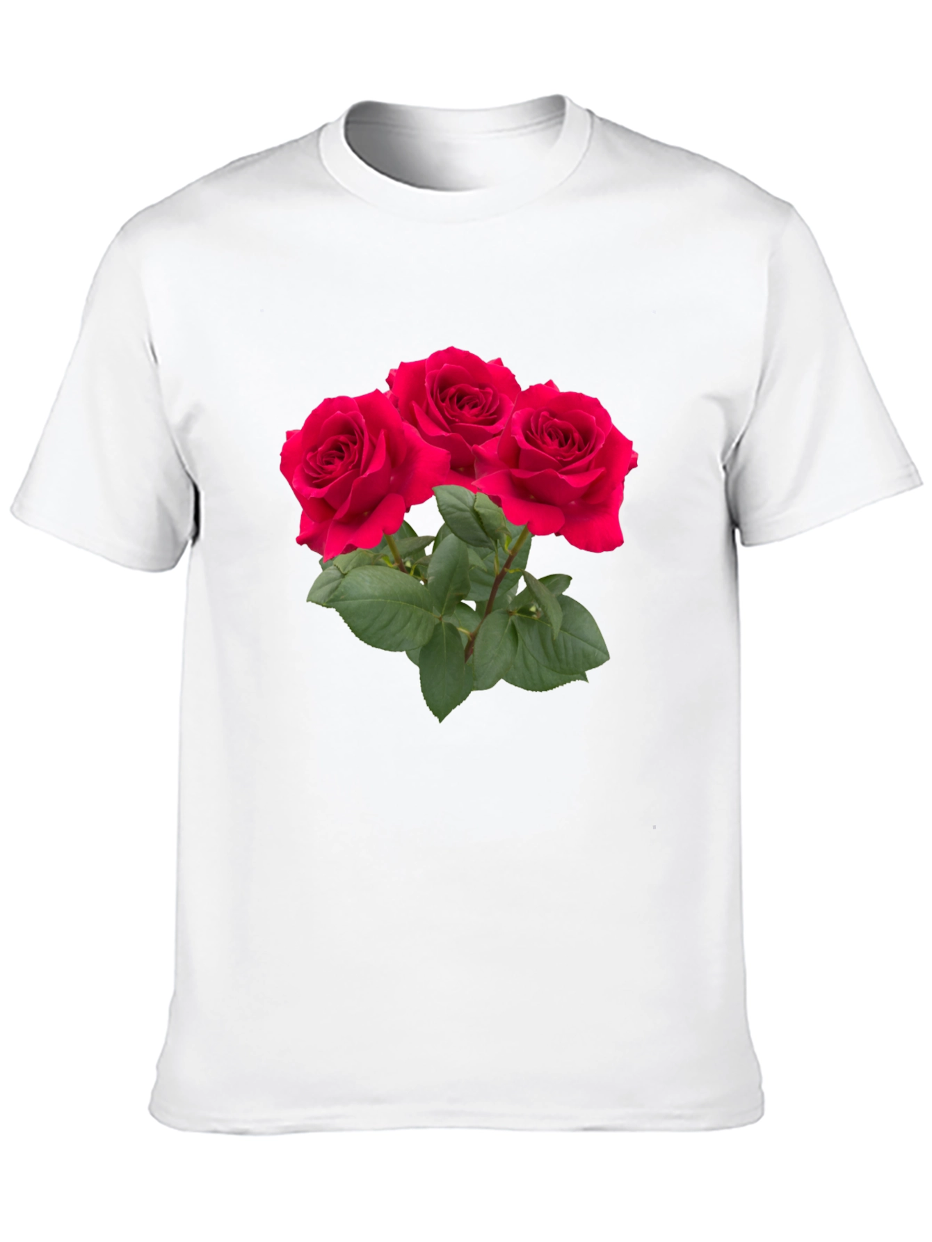 Red Rose Bouquet Graphic Black T-Shirt
