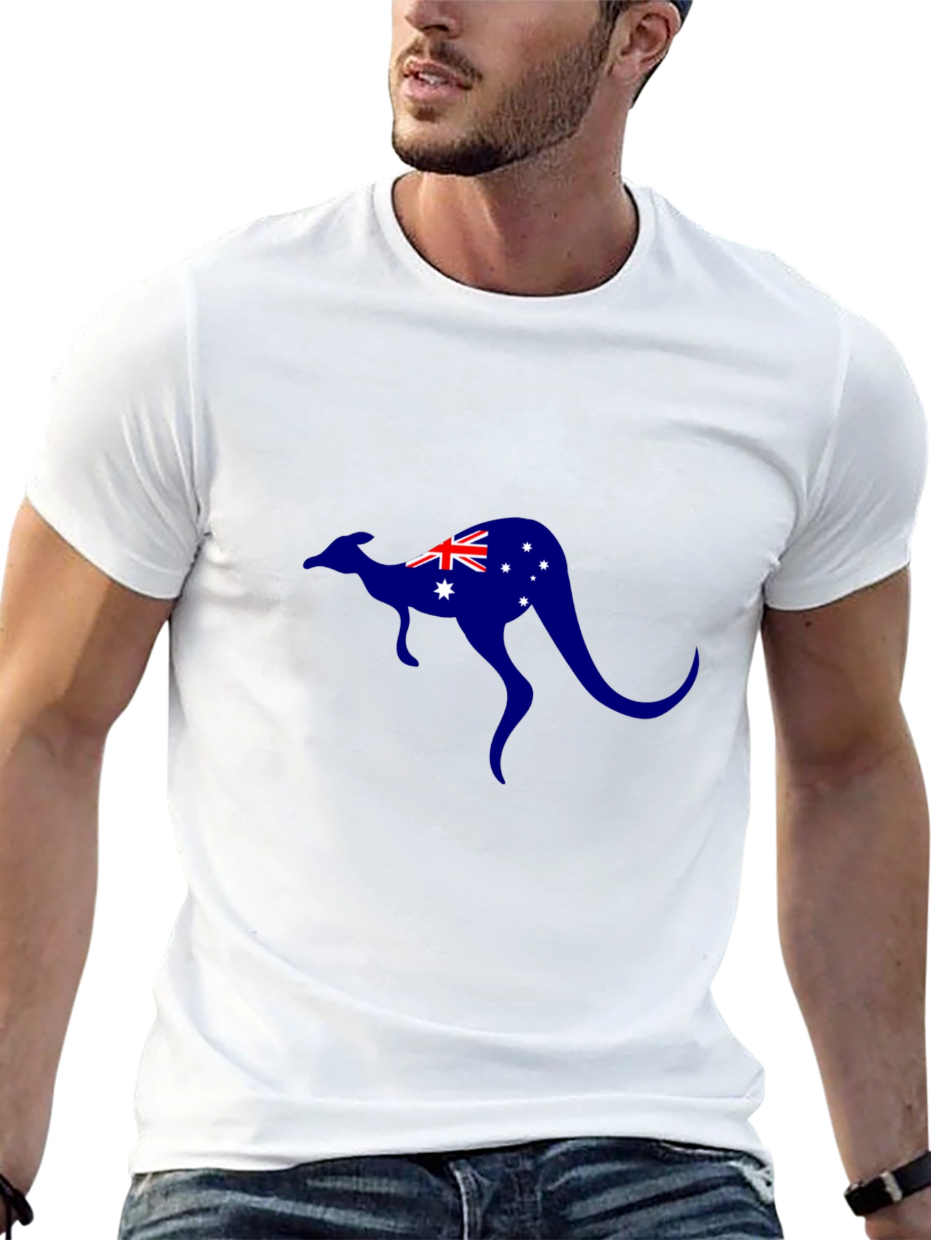 Australian Kangaroo Flag T-Shirt - Black Cotton Tee