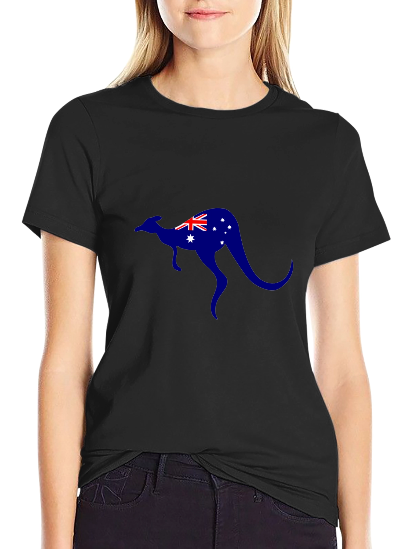 Australian Kangaroo Flag T-Shirt - Black Cotton Tee