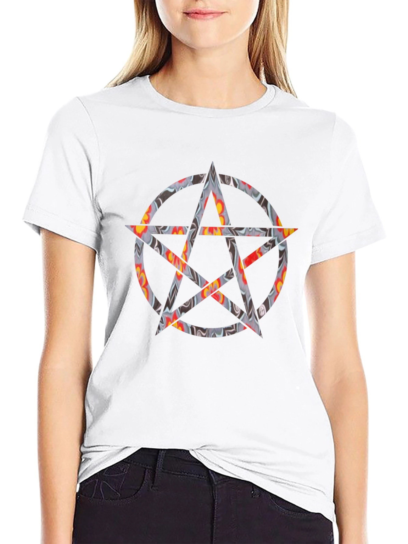 Statement Black Graphic Tee with Star Design