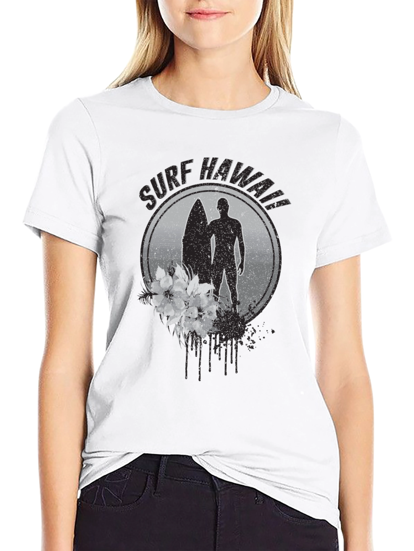 Surf Hawaii Graphic T-Shirt - Black
