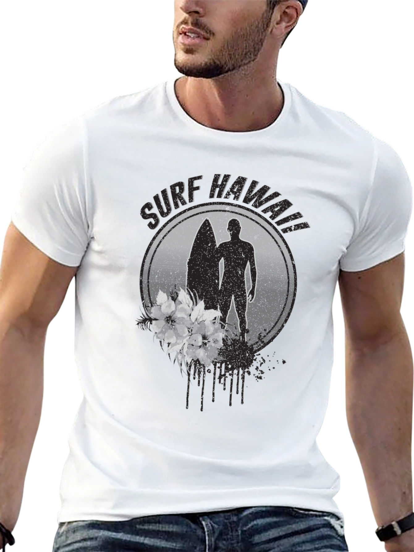 Surf Hawaii Graphic T-Shirt - Black
