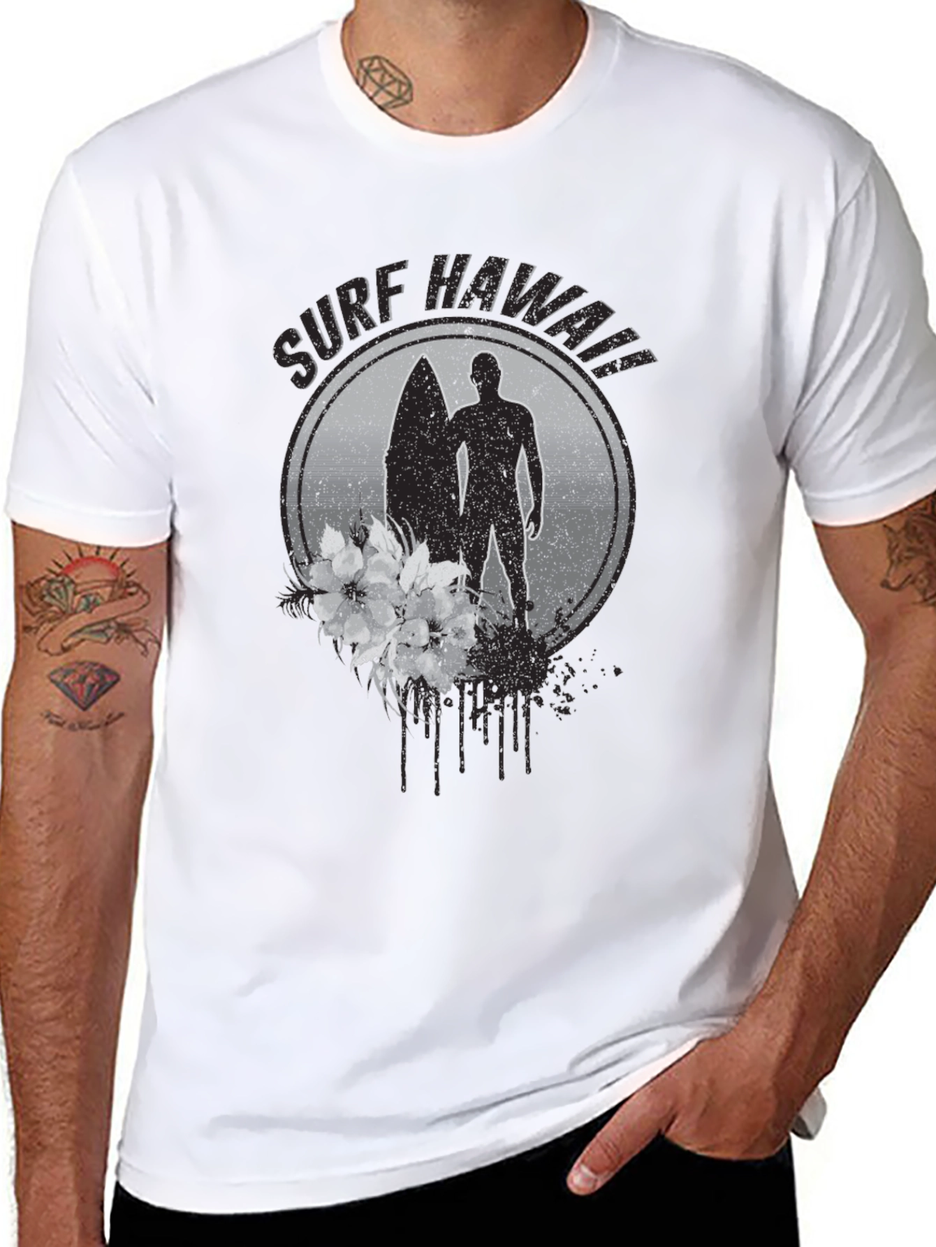 Surf Hawaii Graphic T-Shirt - Black