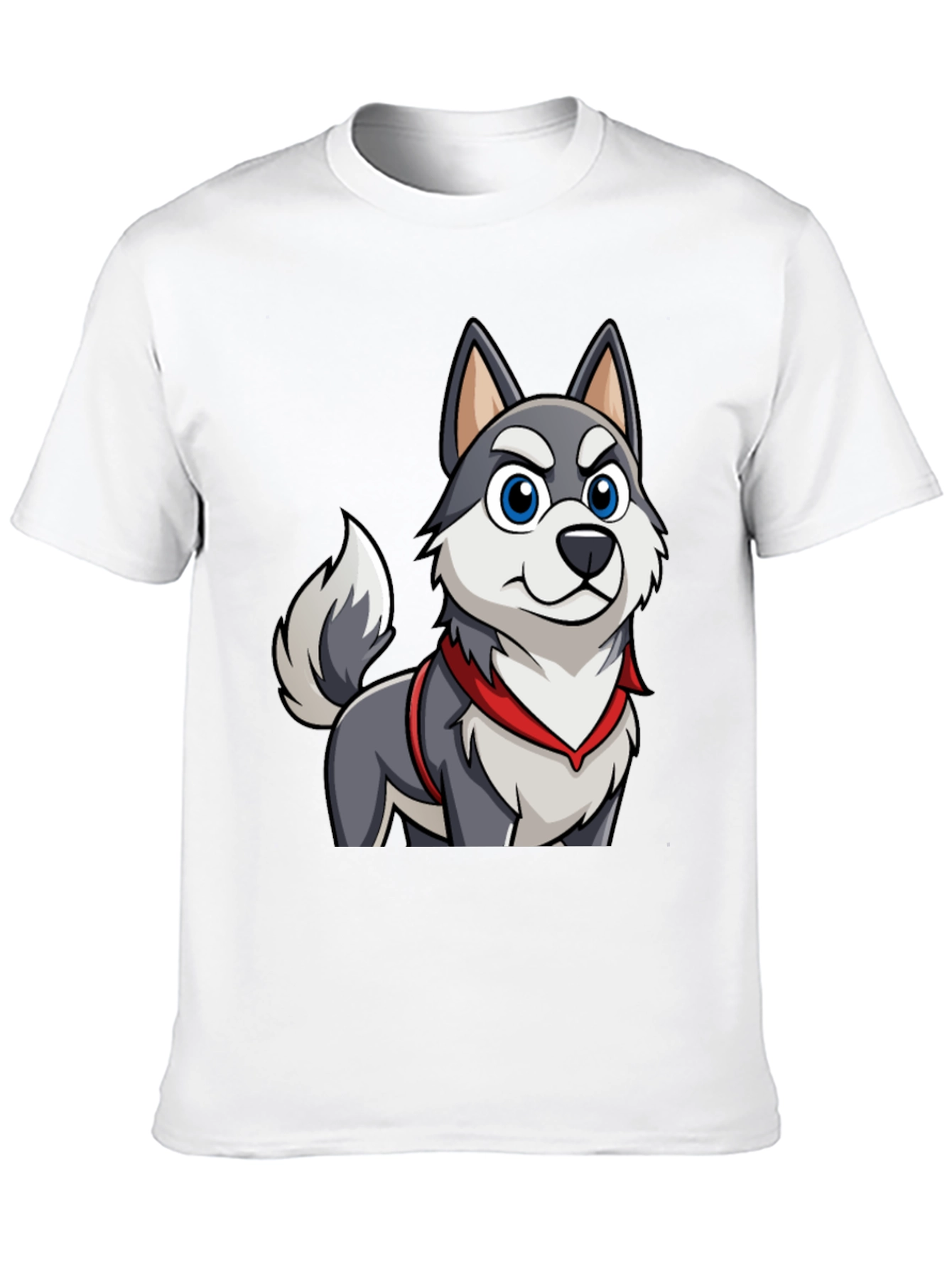 Cartoon Husky Dog Graphic Tee - Mens Black T-Shirt