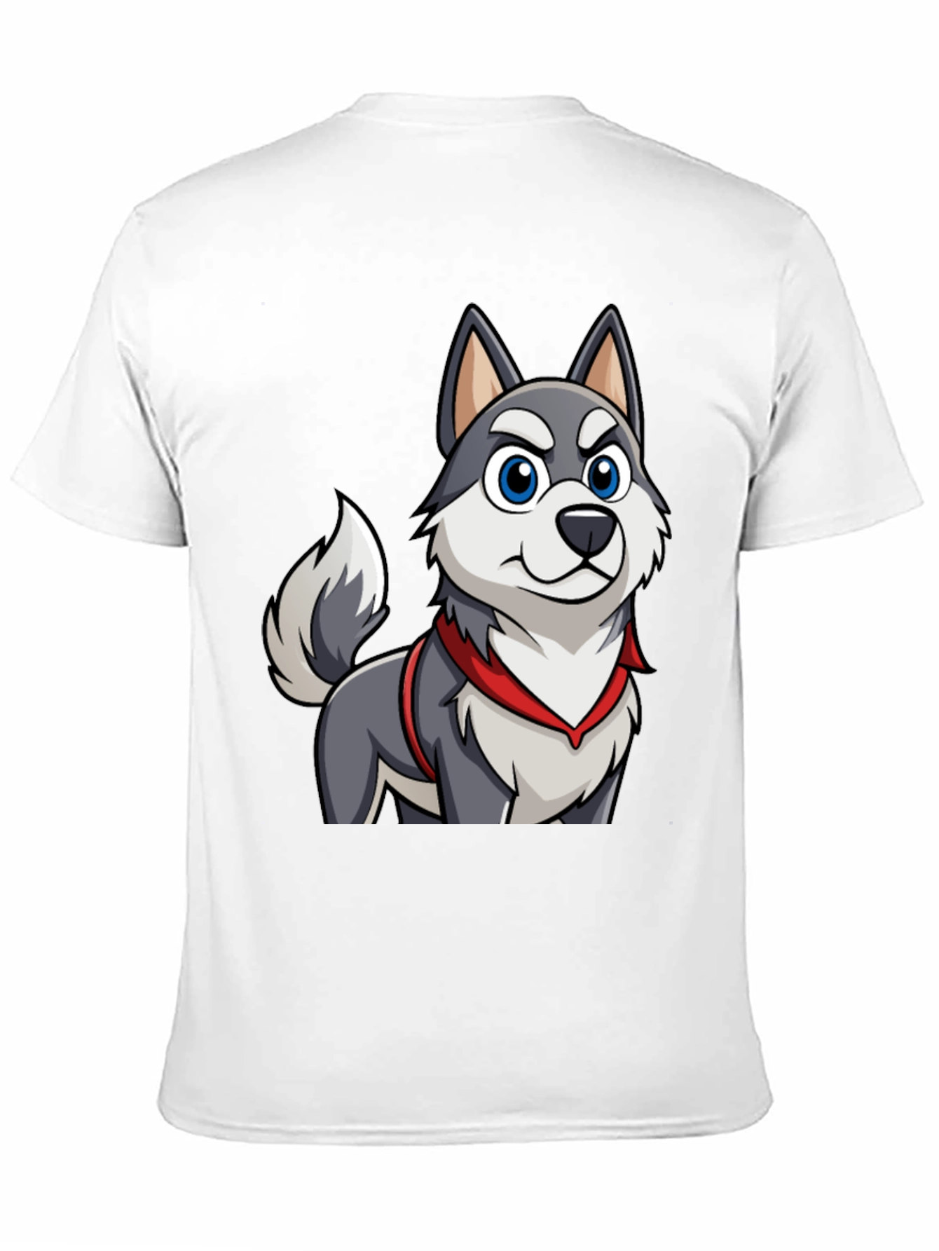 Cartoon Husky Dog Graphic Tee - Mens Black T-Shirt