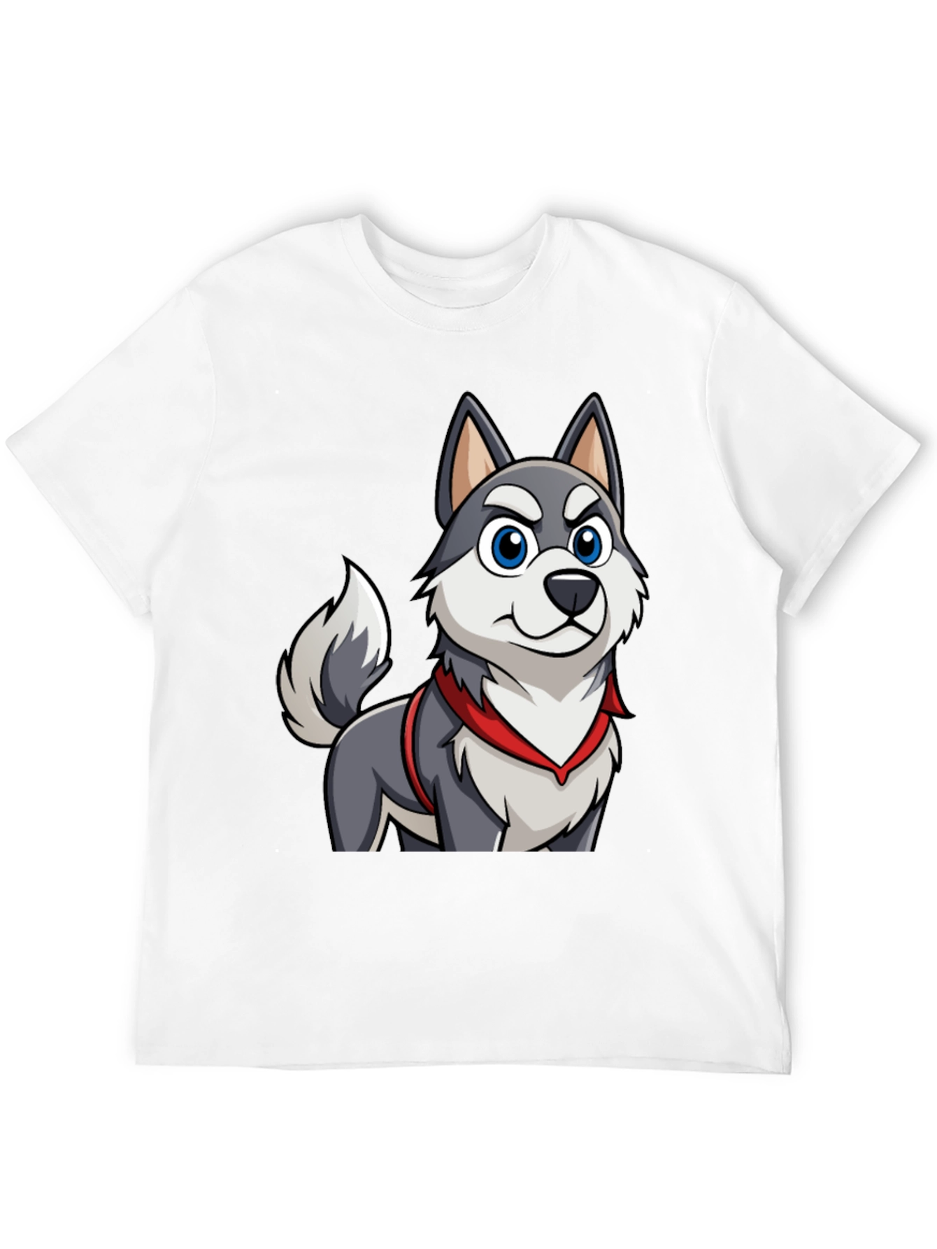Cartoon Husky Dog Graphic Tee - Mens Black T-Shirt