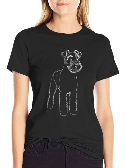Schnauzer Dog Outline T-Shirt - Black Minimalist Design
